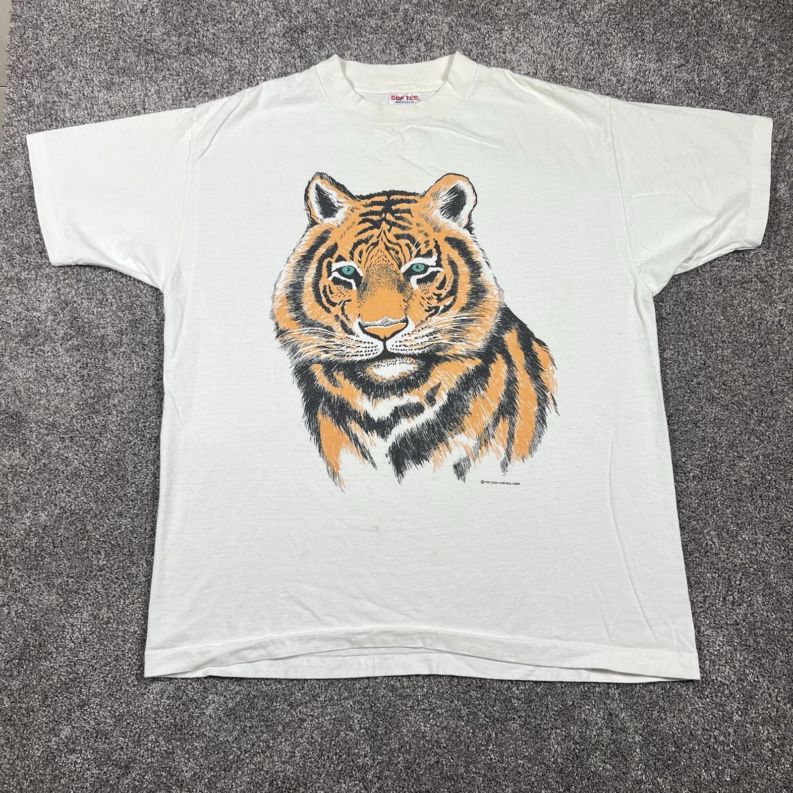 Vtg 1990 Bengal Tiger Big Print Graphic T Shirt XL Nature Animal Wildlife Cat