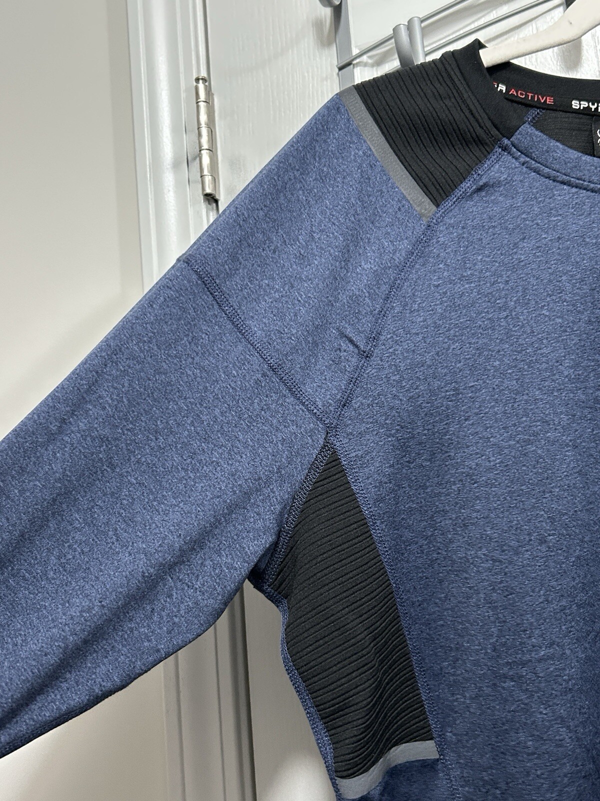 Spyder Active Shirt Mens M Blue Black Long Sleeve Performance Pro Web Top