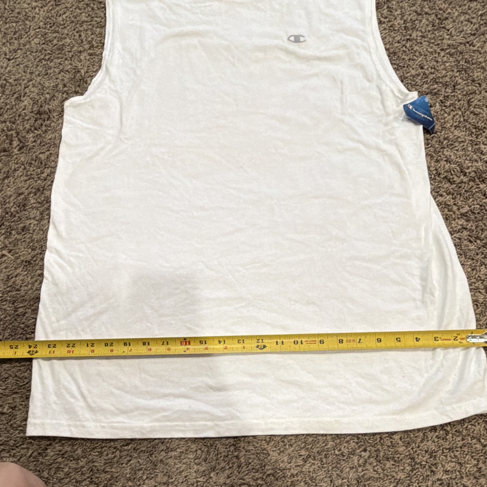 Champion Mens XL White Crew Neck Sleeveless Muscle Jersey Cotton Logo Tagless