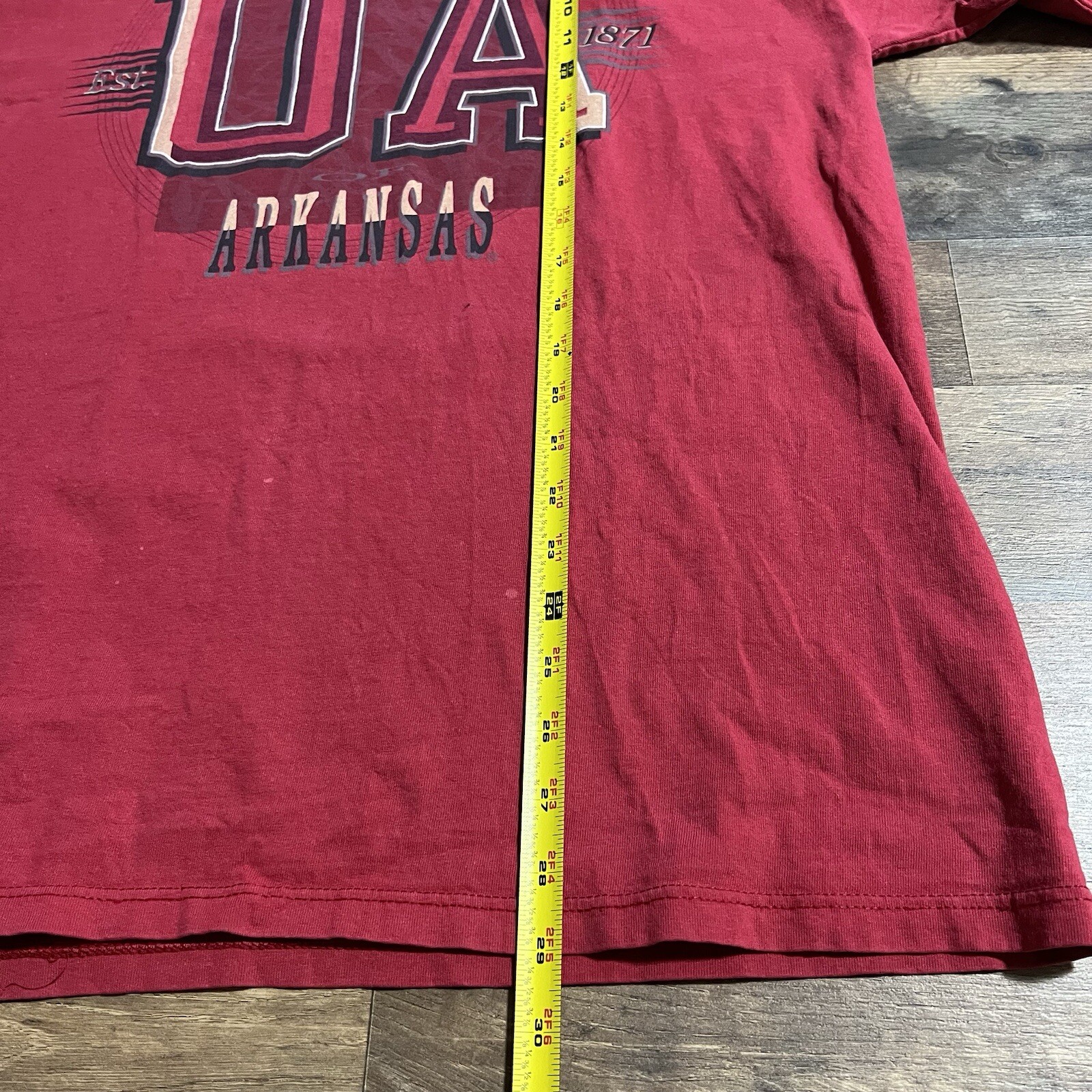 Vintage Crable University of Arkansas Mens Large L Red T Shirt Made in USA