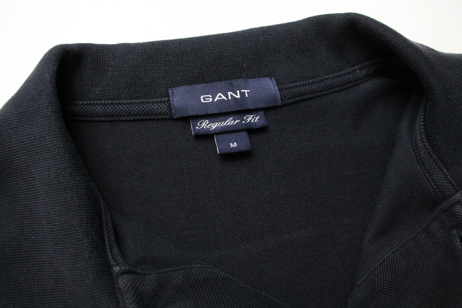 GANT Regular Fit T-Shirt Mens Medium Short Sleeve Half Button Polo Collared Navy