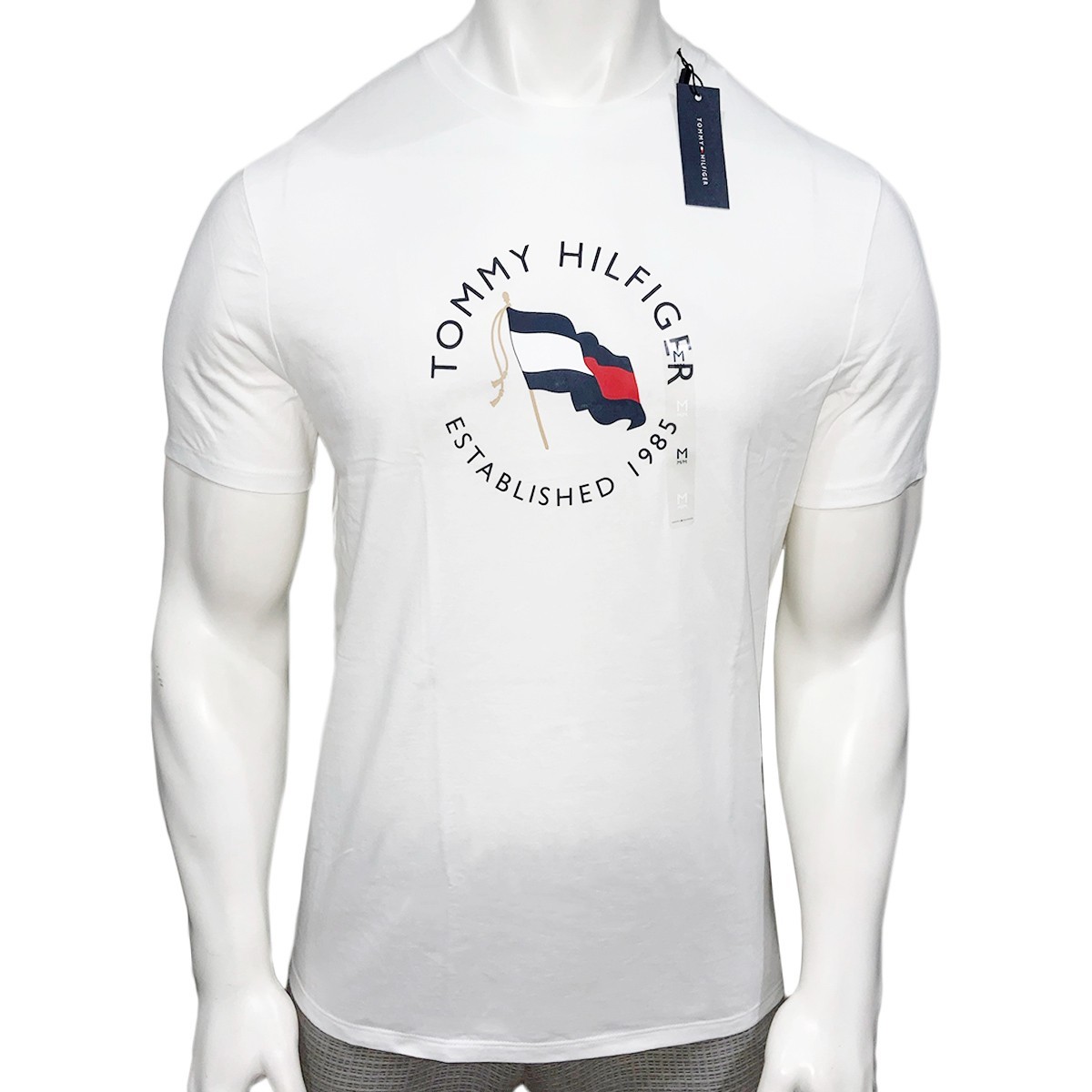 TOMMY HILFIGER MSRP$39.50 MEN&rsquo;S WHITE CREW NECK SHORT SLEEVE T-SHIRT SIZE L