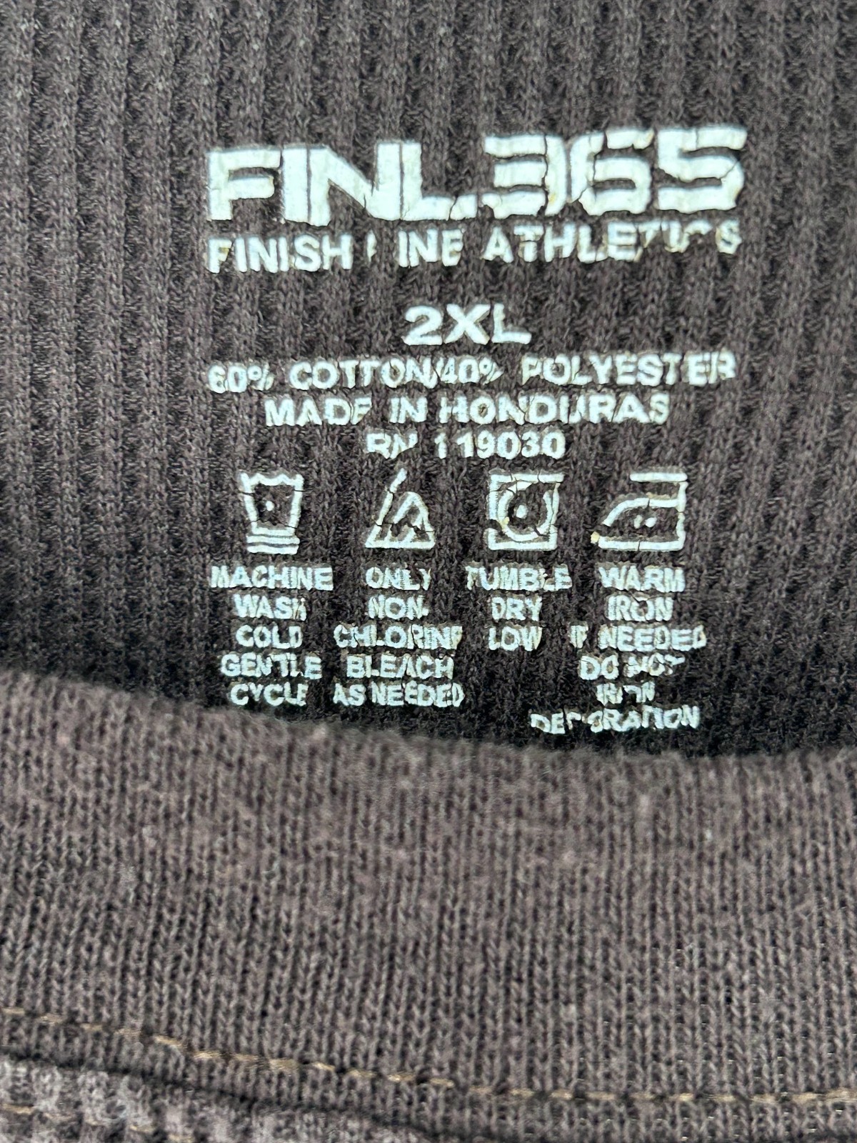 Finish Line Athletics FINL365 Men 2XL Thermal Shirt Long Sleeve Dark Brown XXL