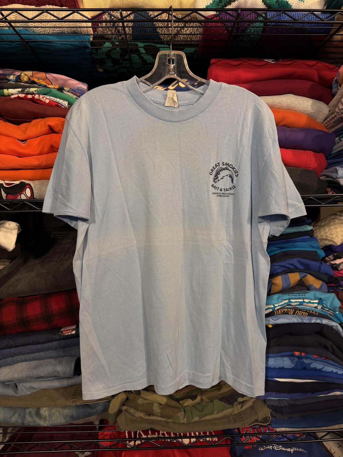 Vintage Bantam Shirt Mens XL Blue Great Smokies Bait & Tackle Fish Bryson 90s