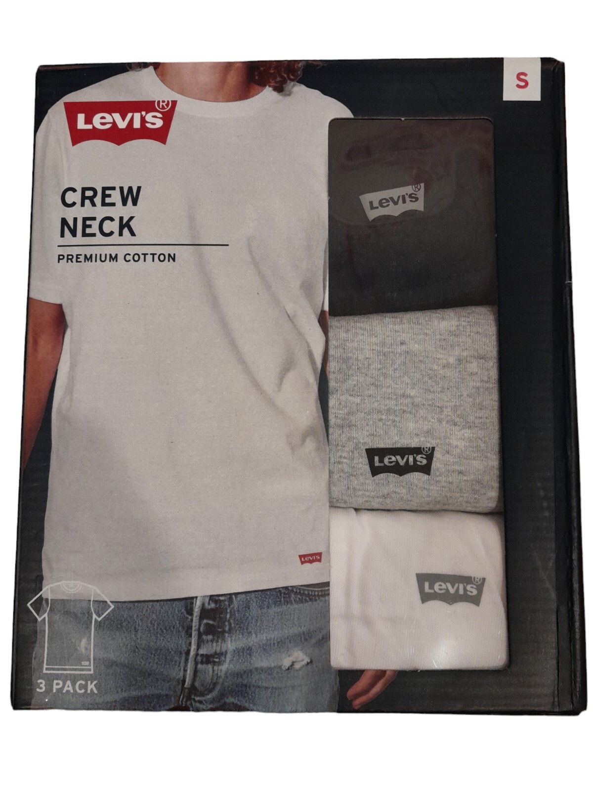 Levi&rsquo;s 3 Pk V-Neck T-Shirts Small Navy Gray White Premium Cotton Blend Levis