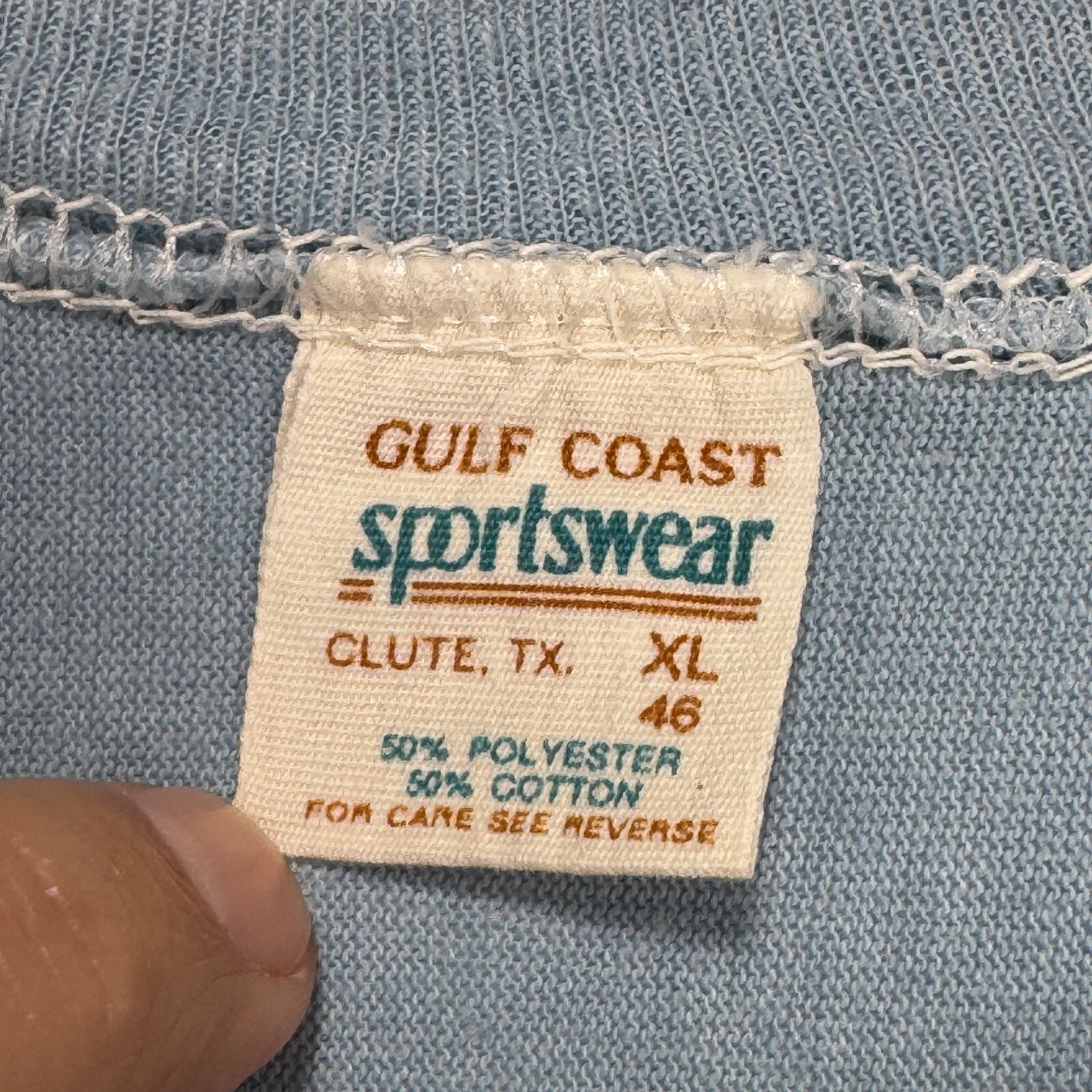 Vintage Gulf Coast Sportswear Single Stitch T-Shirt Men XL Blue Jersey USA Made