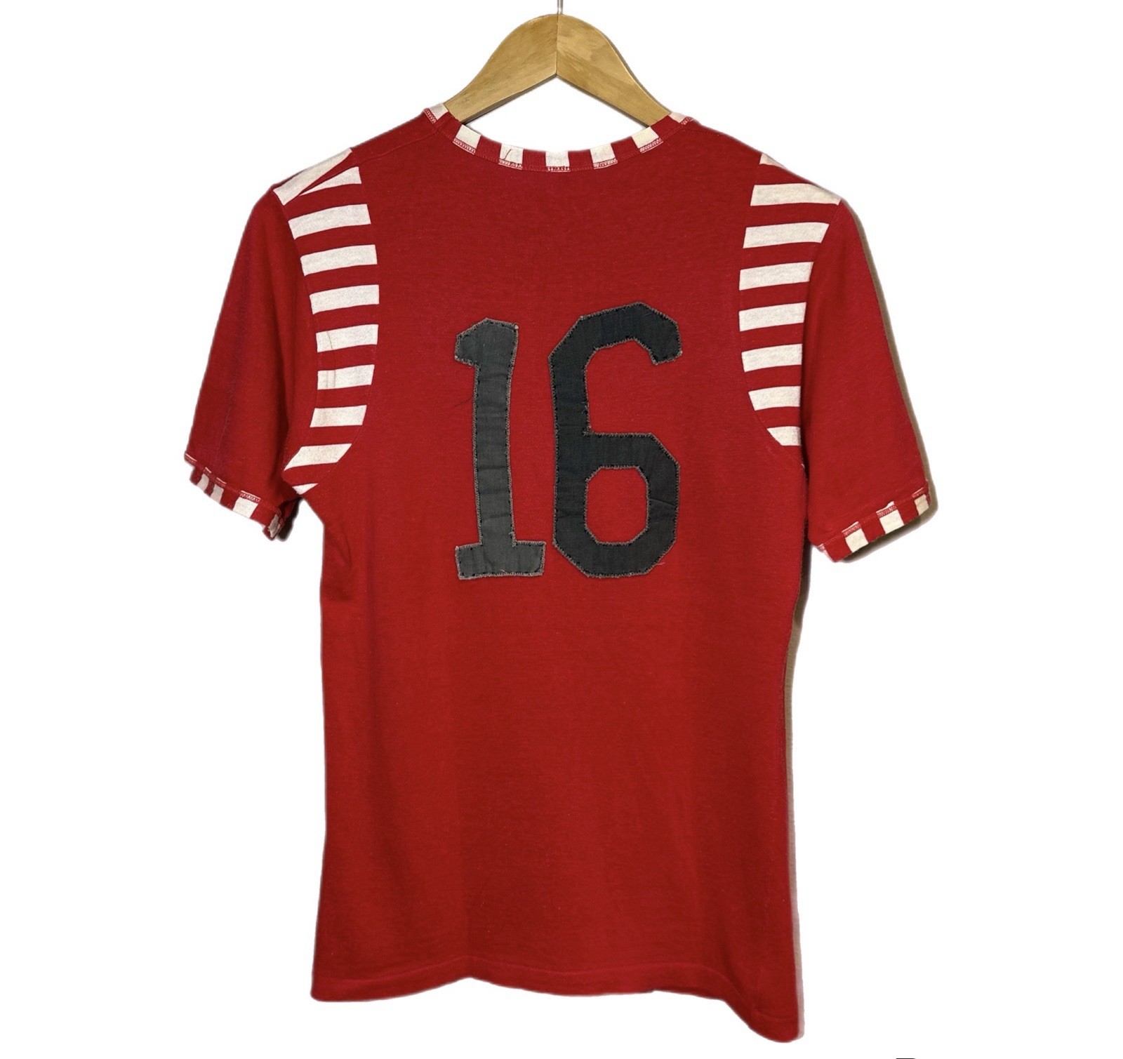True Vintage 50s/60s Cotton Motorcycle flock Sportex Red / Striped Lido Rare Tee
