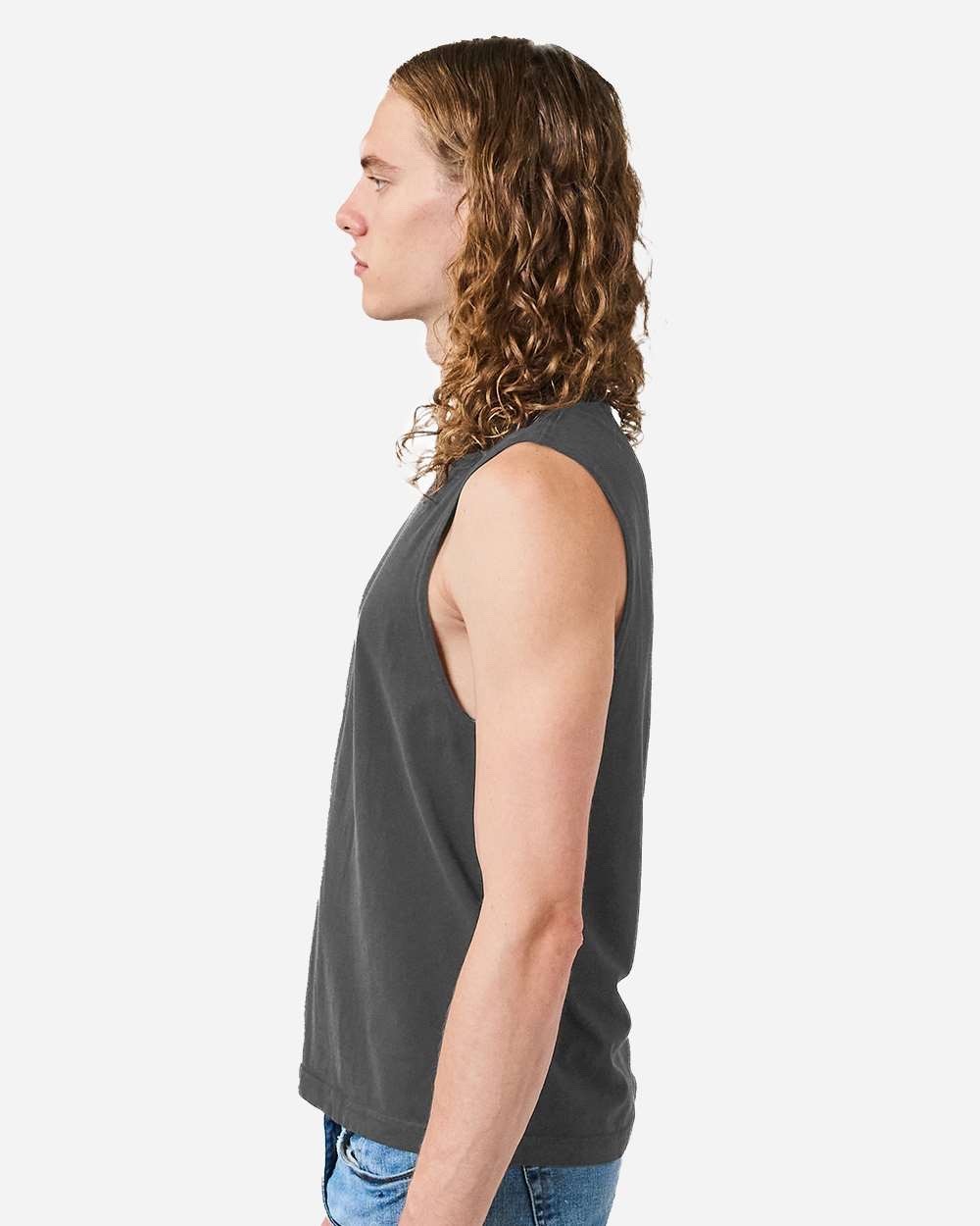 USA custom embroidery Mens faded black American Apparel 100% cotton muscle Tee
