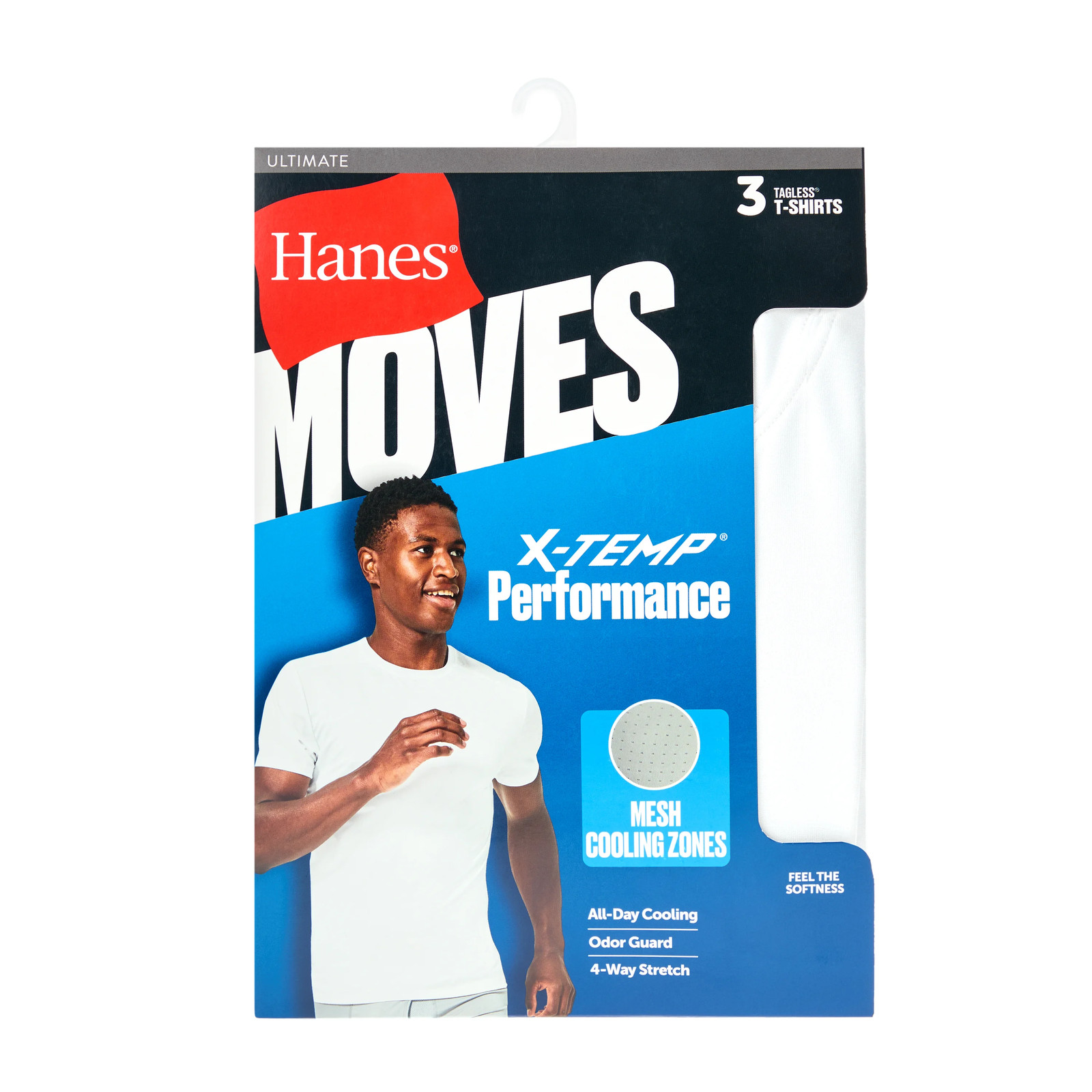 Hanes Moves Ultimate Men&rsquo;s Breathable Mesh Crewneck T-Shirt, X-Temp, White,