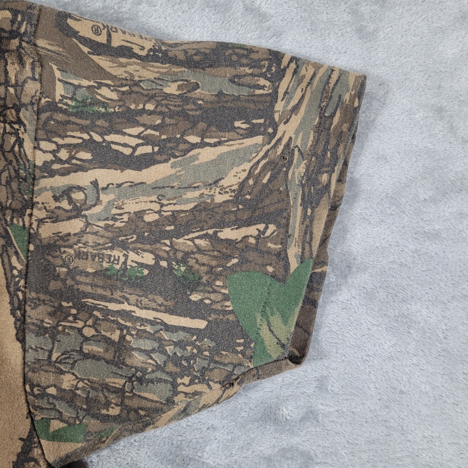 Ace Sportswear T-Shirt Mens L Brown Trebark Camo Pocket Tee Vintage Made in USA