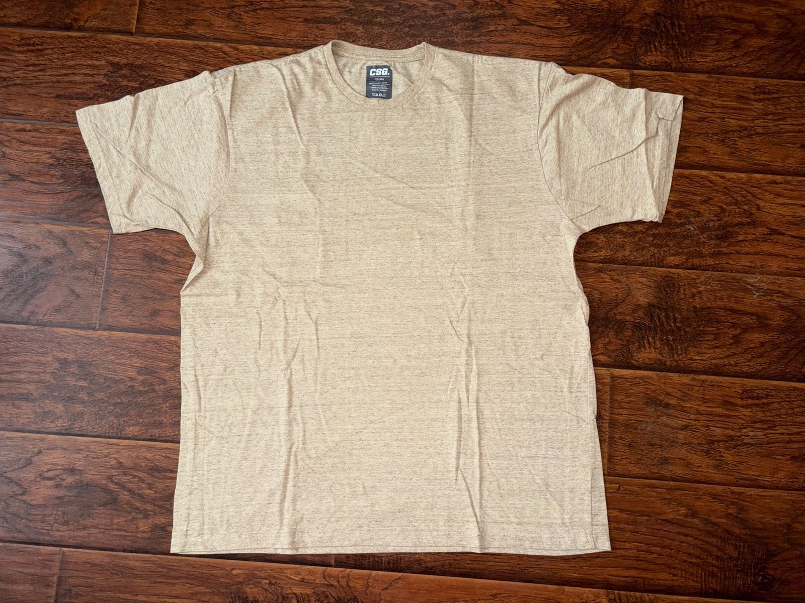 Tan Heather Beige Crew Neck Casual Active T-Shirt Men&rsquo;s 3XL Short Sleeve