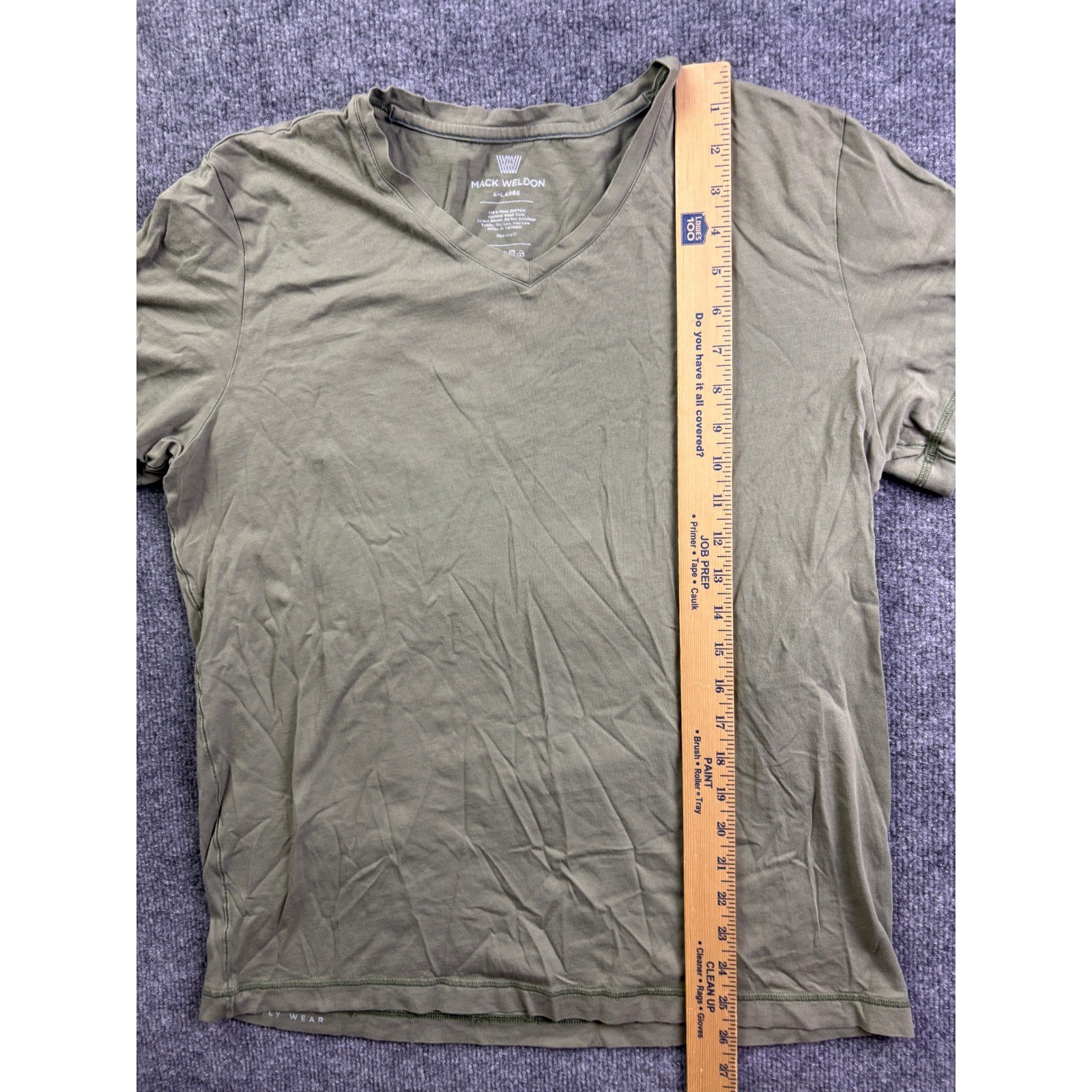 Mack Weldon V-Neck T-Shirt Mens XL Green Pima Cotton Short Sleeve Tee 62967