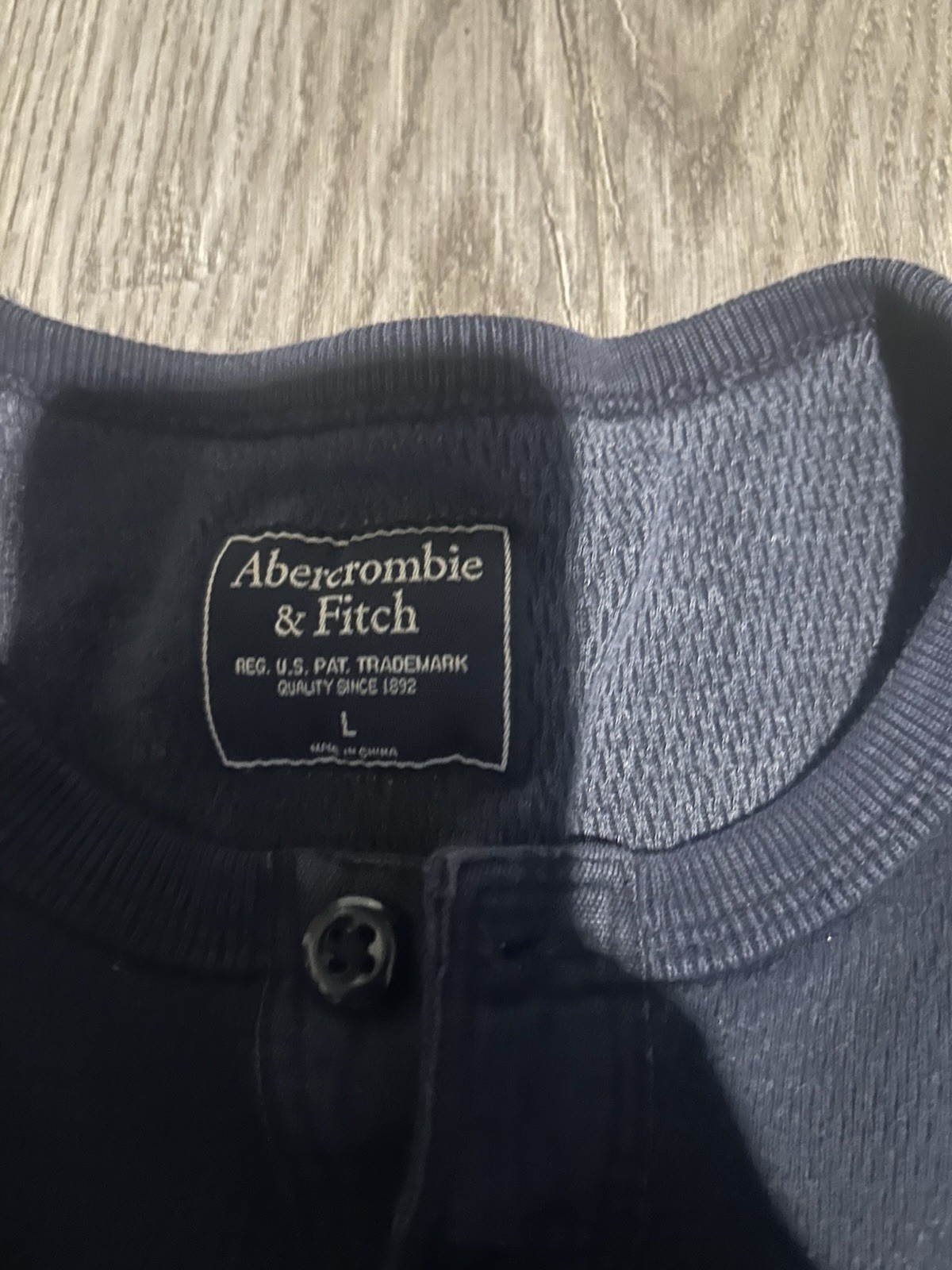 Abercrombie & Fitch Mens Large Navy Thermal Waffle Knit Henley Shirt