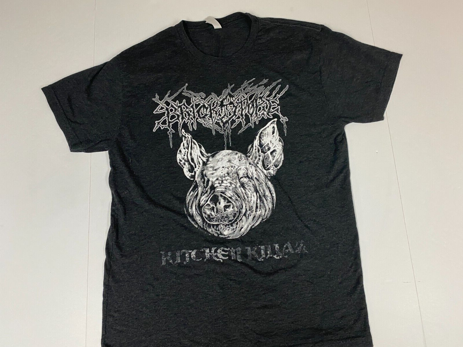 Pig Kitchen Killa Mens T shirt M gray Brick Scary