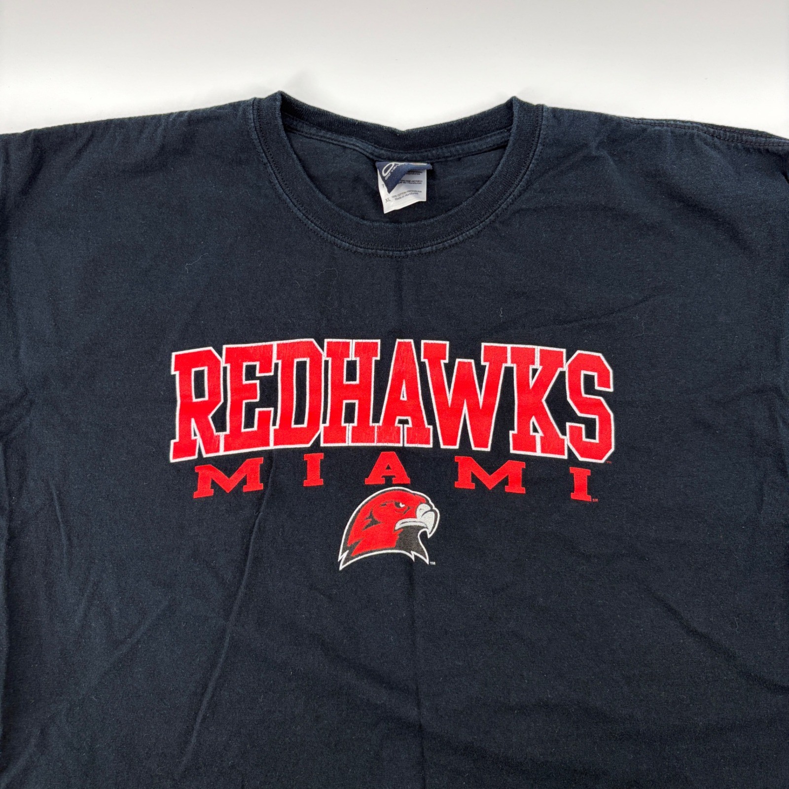 Miami Redhawks Shirt Mens XL Old Varsity Brand Black Short Sleeve Graphic