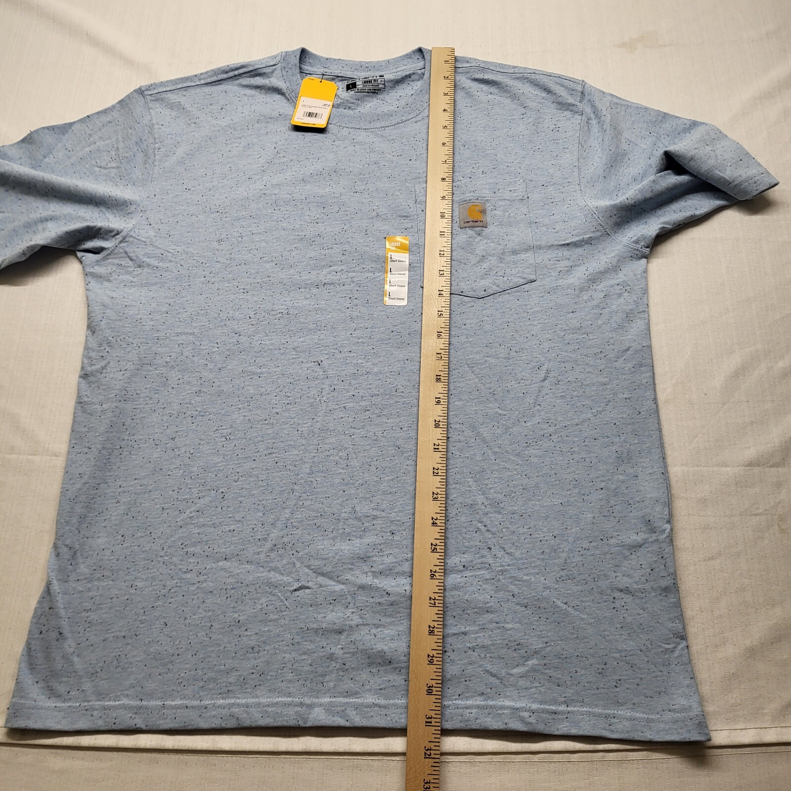 New Carhartt Pocket T shirt Mens Large Loose Fit Blue Short Sleeve Cotton Blend