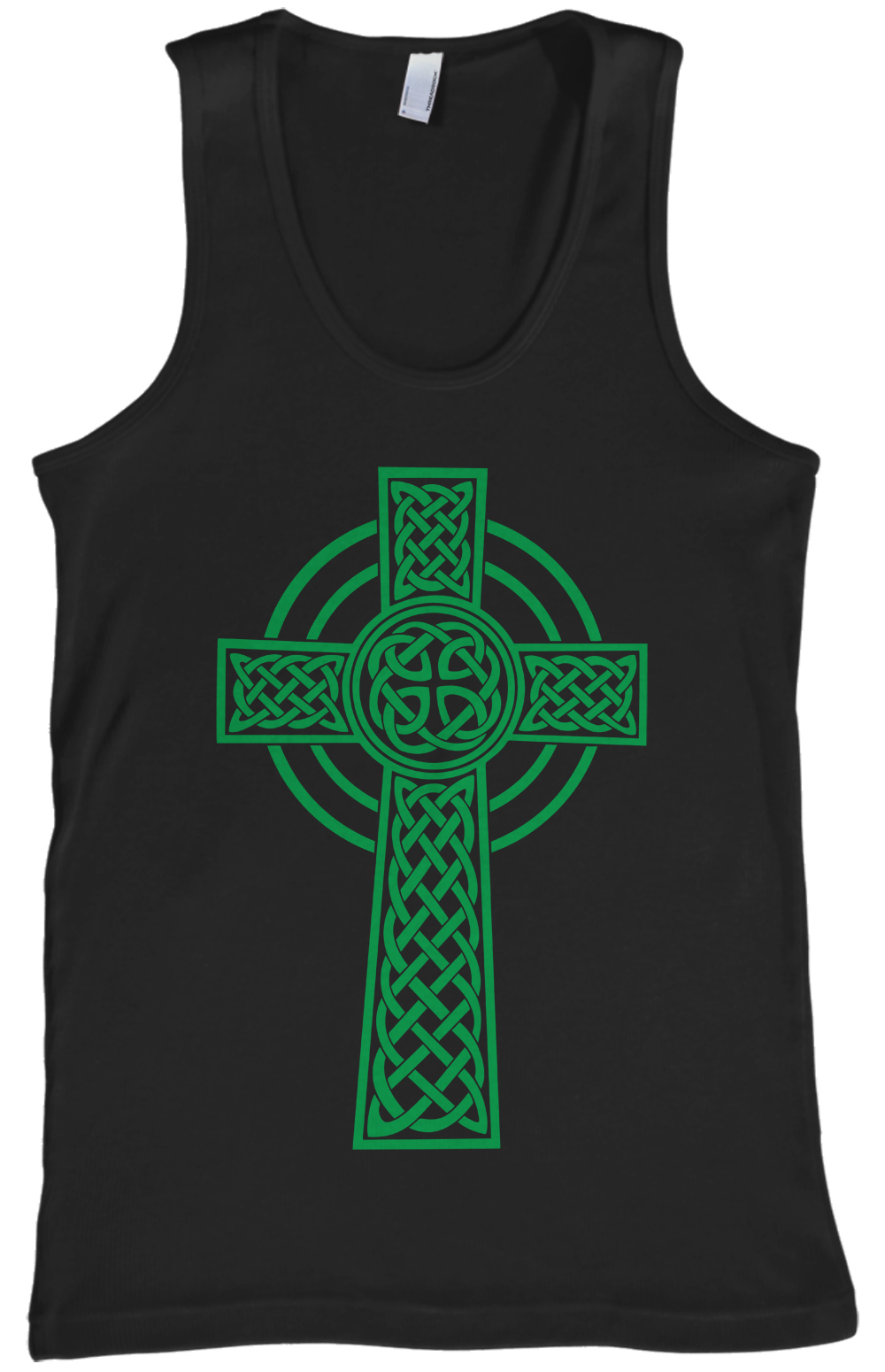 Threadrock Men&rsquo;s Green Celtic Cross Tank Top Irish Pride Religious