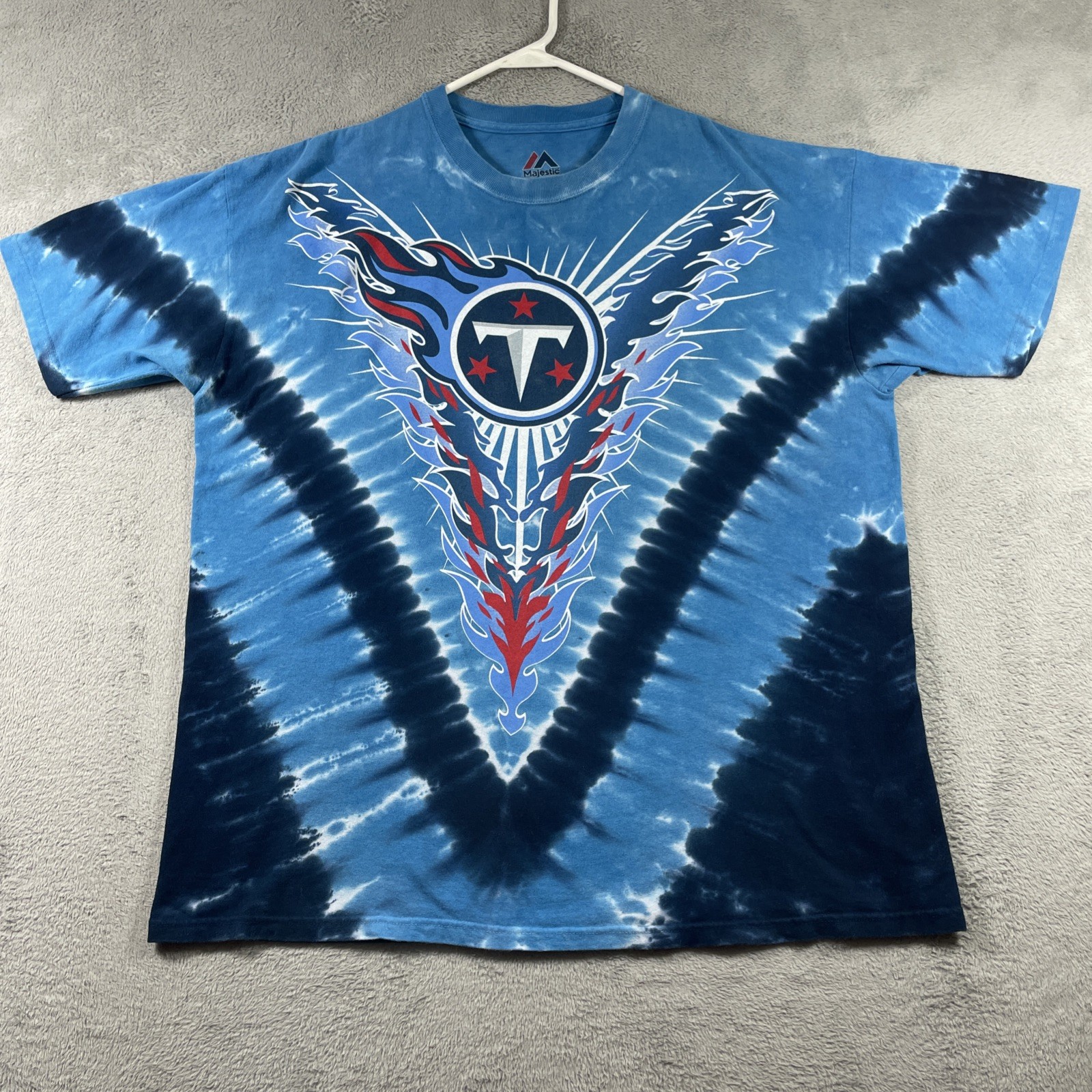 Majestic Tennessee Titans Shirt Adult XL Blue Tie Dye Football Graphic Tee