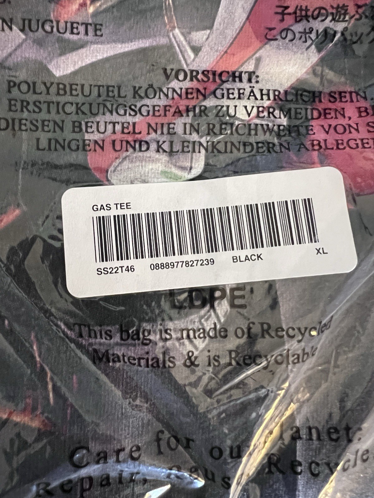 Supreme – Gas Tee (SS22) – Black – Size XL