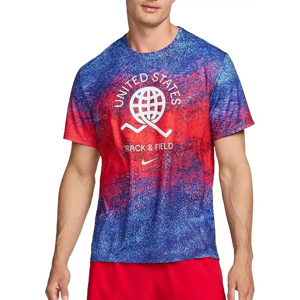Nike Men&rsquo;s Dri-FIT Running T-Shirt USA Miler FJ3411-635 Size XL NWT UPF 40+
