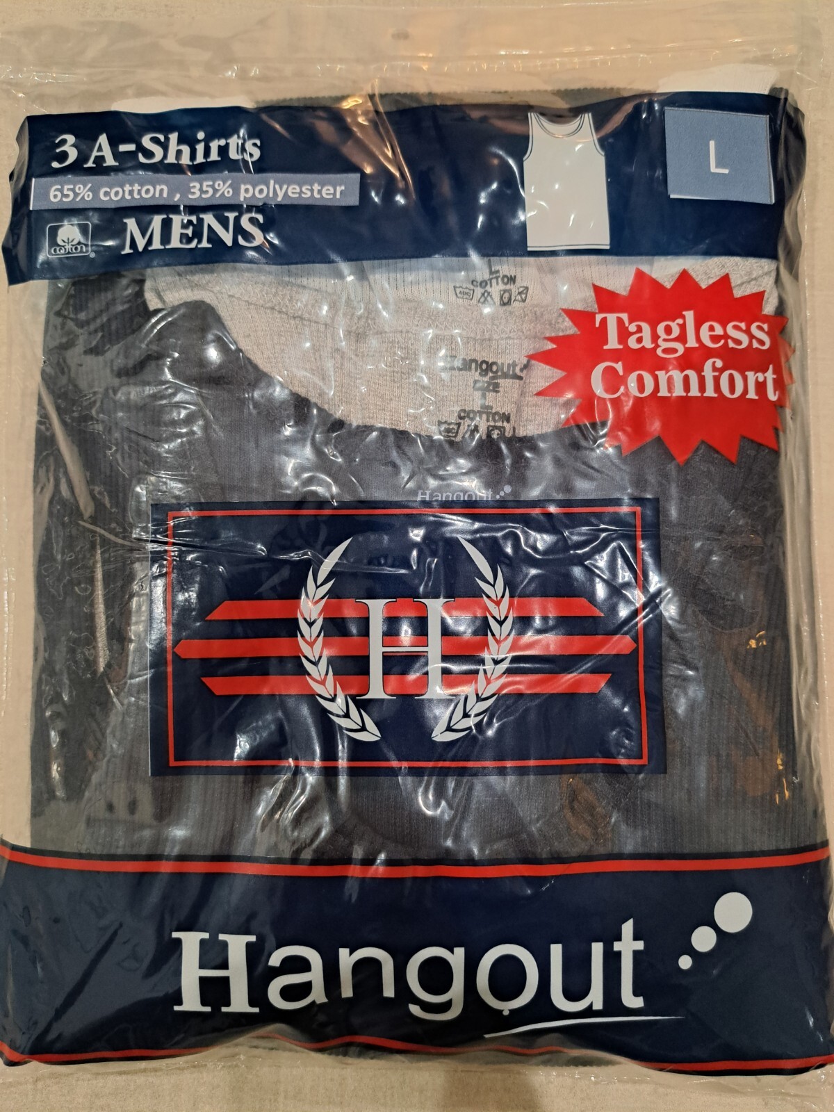 Hangout Mens A-Shirts Black Grey White Undershirt Breathable 12 Pack Size L