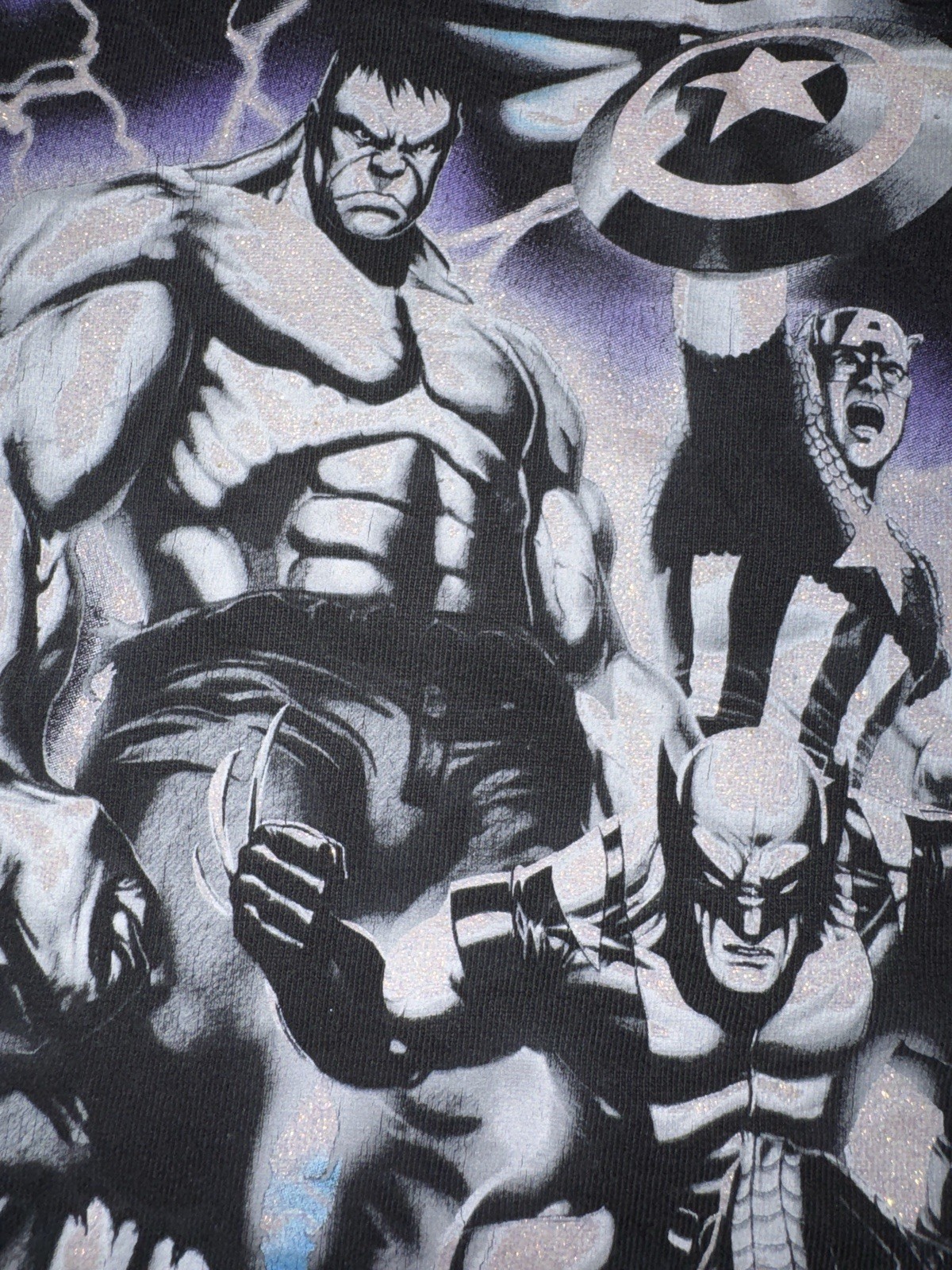 Y2K Kids Black Marvel Universe Graphic Print Crew Neck Short Sleeve T-Shirt