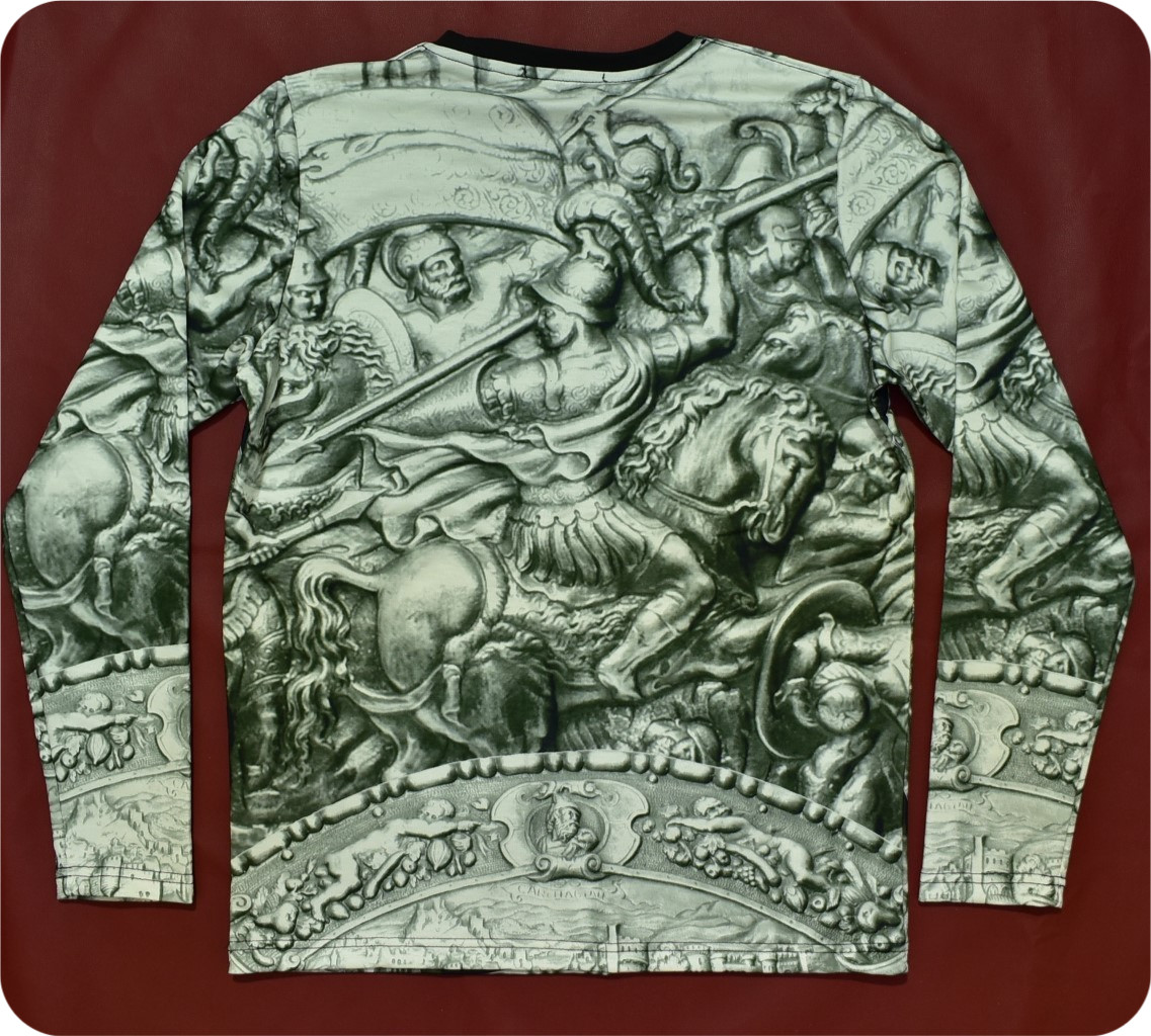 Versace Men&rsquo;s Medusa Warrior Baroque Long Sleeve T-Shirt Black Silver Size L