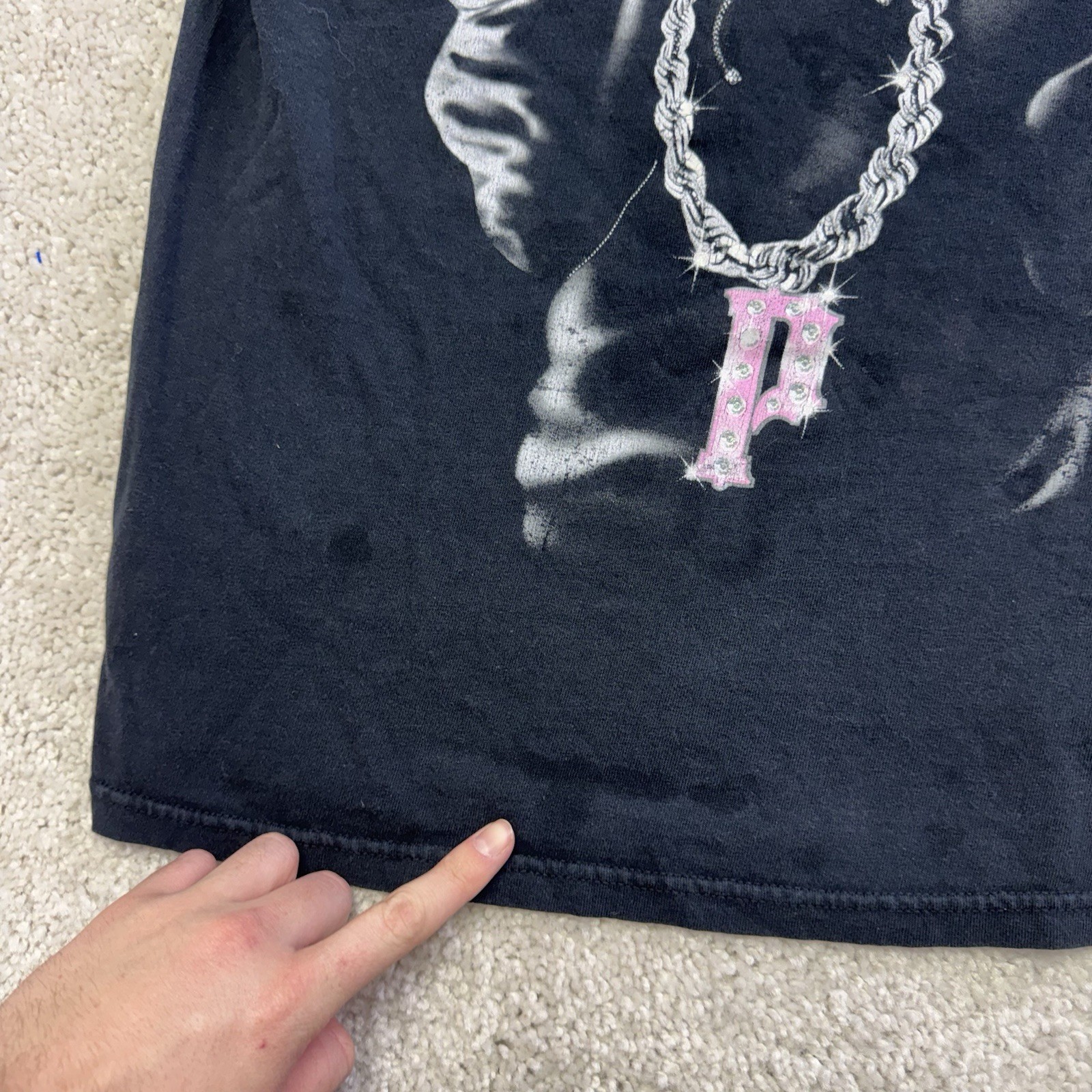 Vintage Y2K Pink Panther Shirt Mens L Faded Black Gangster Cartoon Parody Shadow