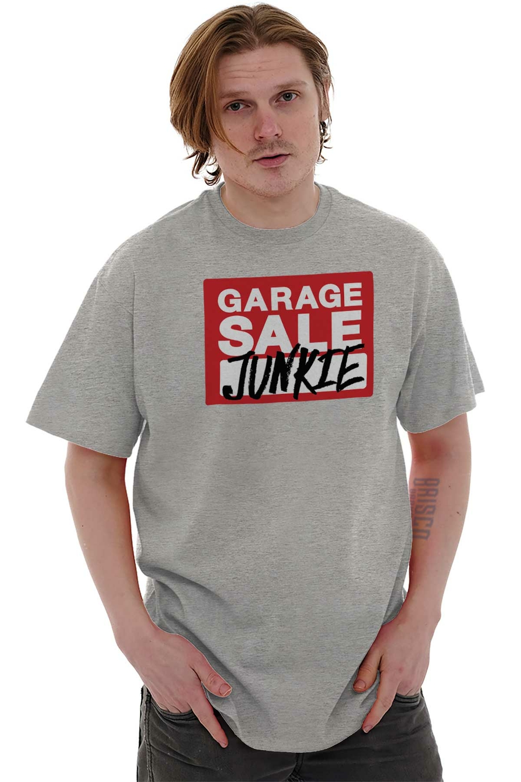 Garage Sale Junkie Thrift Store Shopping Womens or Mens Crewneck T Shirt Tee