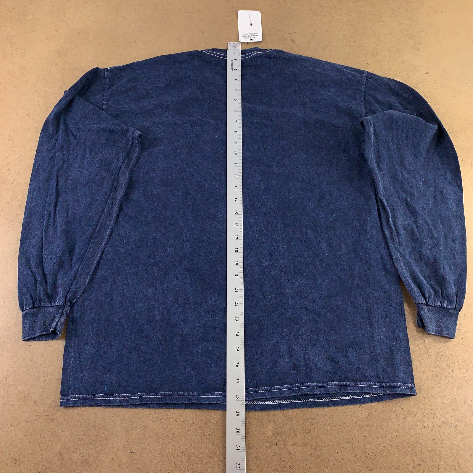Colortone Men&rsquo;s Size XL Navy Washed Bull City Graphic Long Sleeve T-Shirt NWT