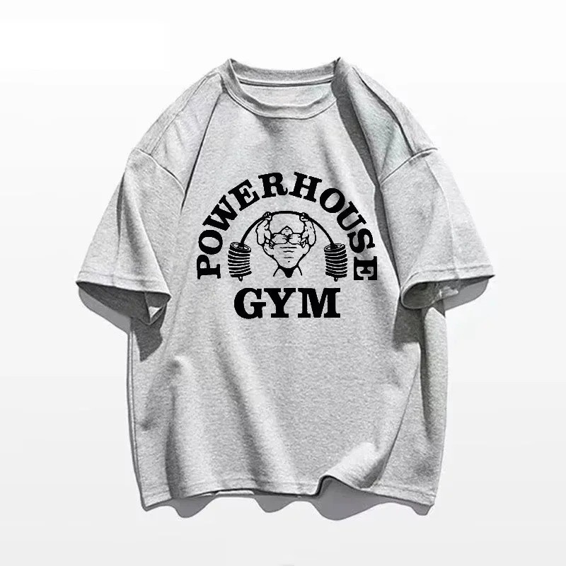 Men T-shirts Fitness Bodybuilding Cotton Shirt Oversized Rag Gym Sport Muscle.