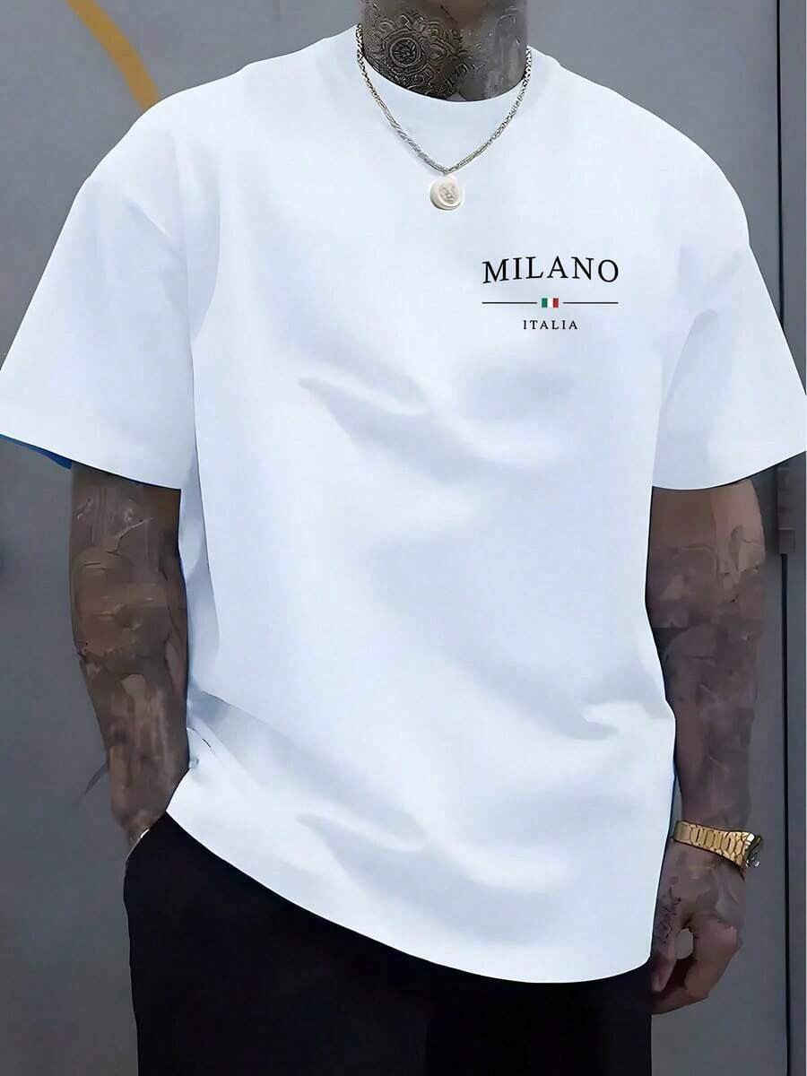 Italian Milan Stripe Men&rsquo;s Crew Neck Tee Short Sleeve Soft Comfy Plus Size