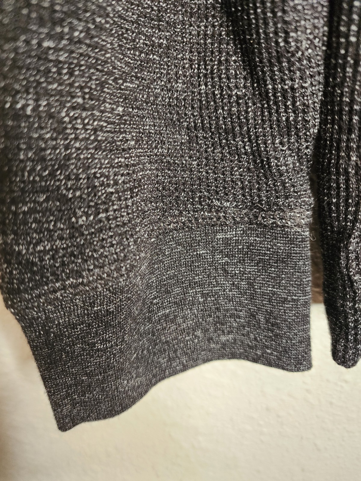 H&M Waffled Long Sleeve Top In Black Marl Size L