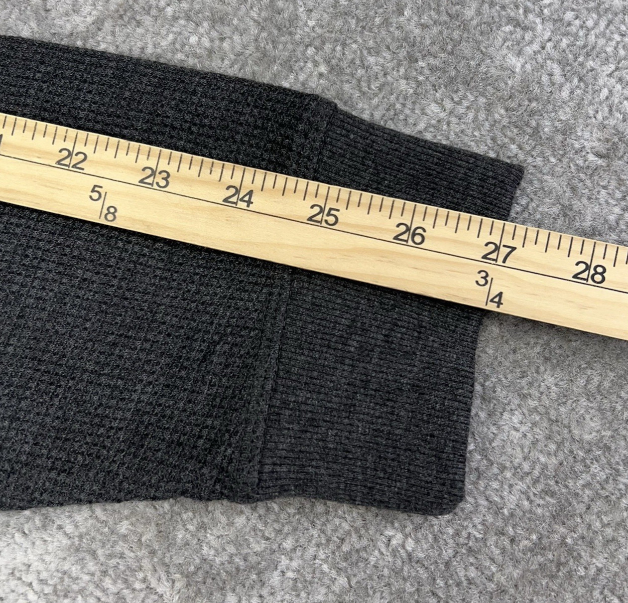 MEMBERS MARK Men XL Thermal Henley Shirt Long Sleeve Soft Wash Black Heather NWT
