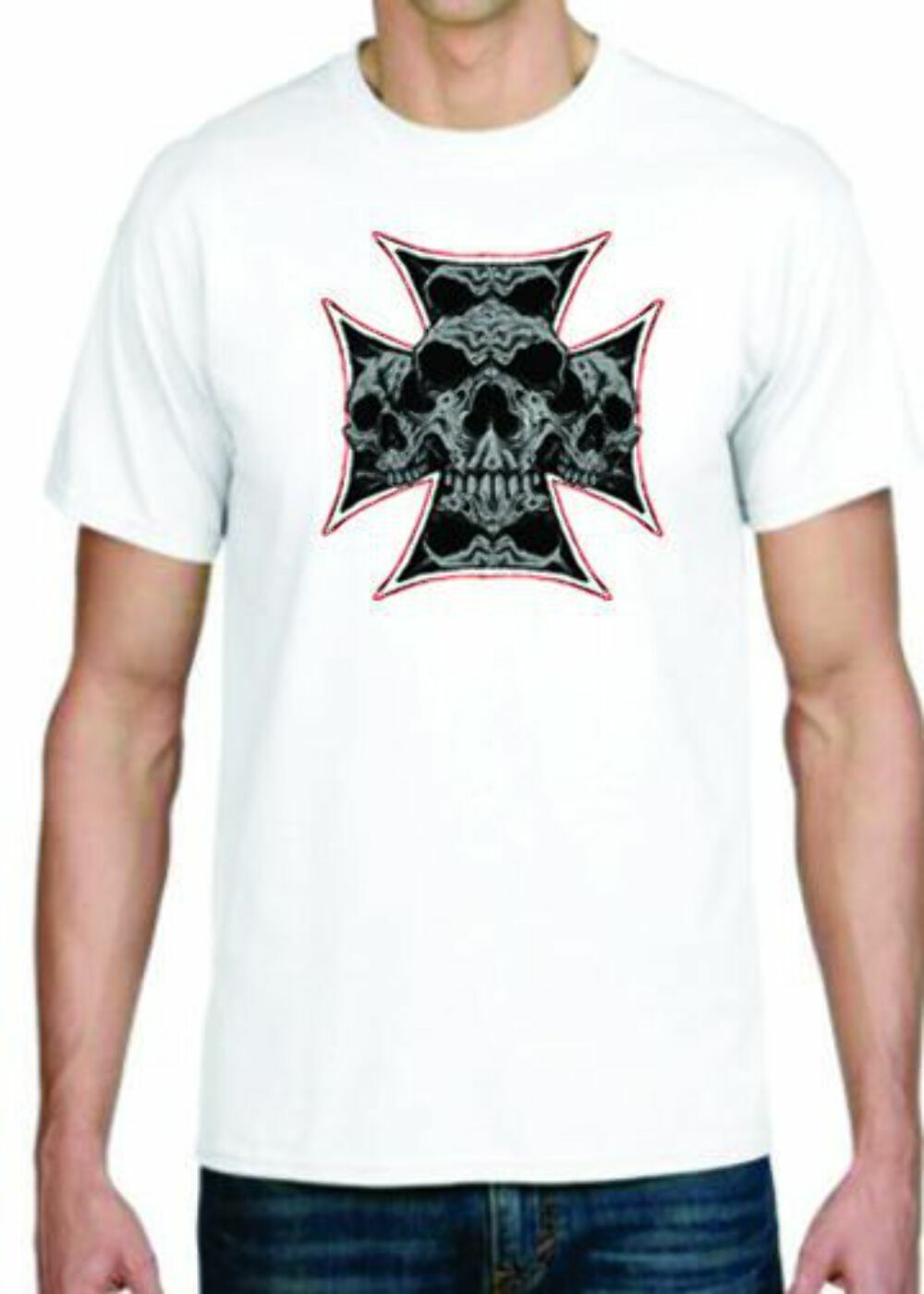 Adult DryBlend® T-Shirt – ( SKULL CROSS – BIKER / CHOPPER)