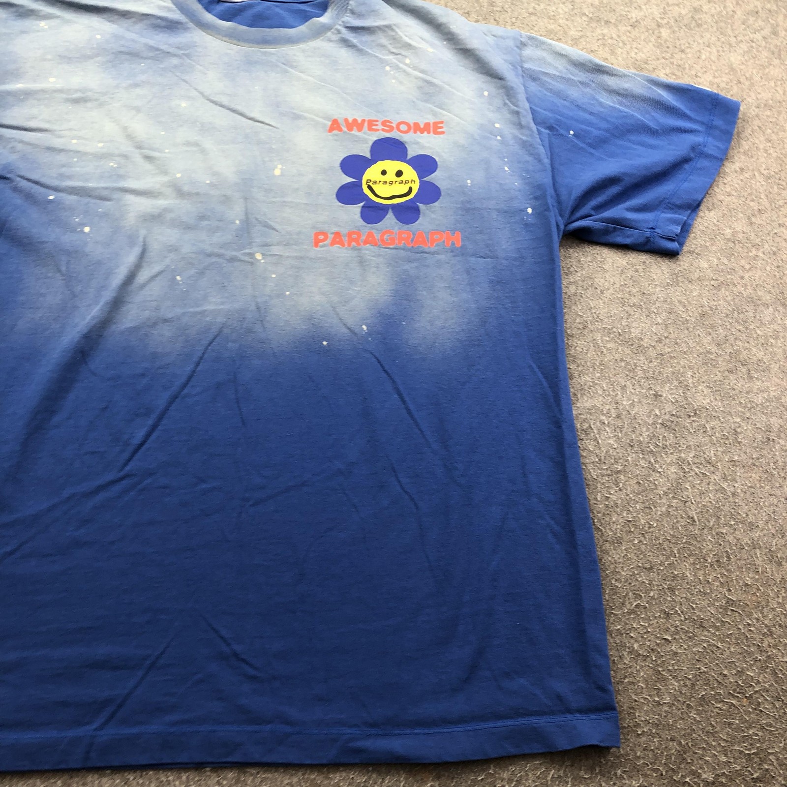 Paragraph Shirt Mens XL Blue Awesome Smiley Flower Double Sided Japan Faded