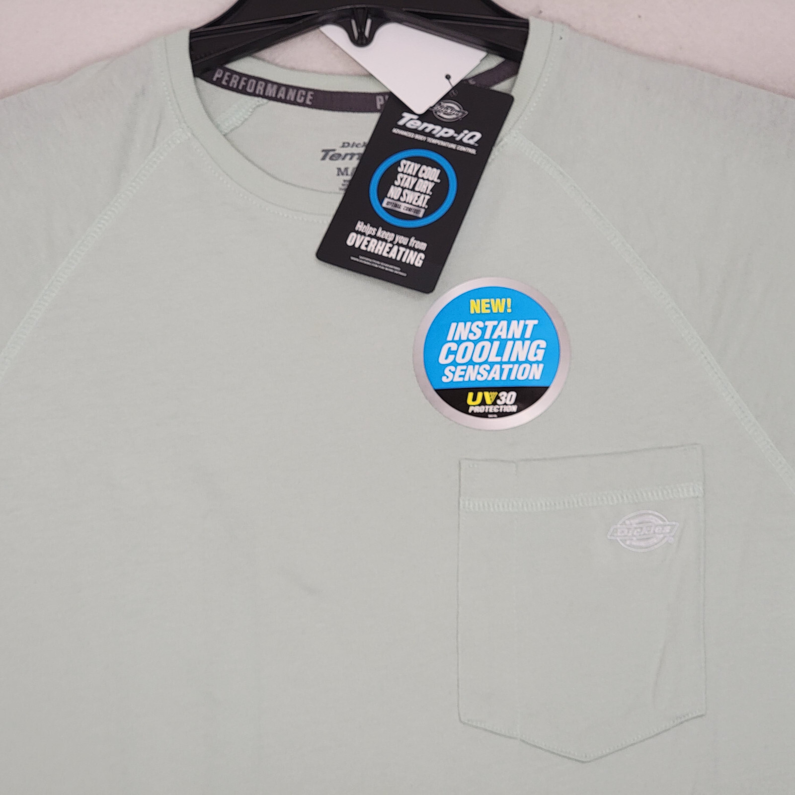 DICKIES Cooling Shirt Mens MEDIUM GREEN OUTDOORS WORK WEAR FAST DRY POCKET NWT