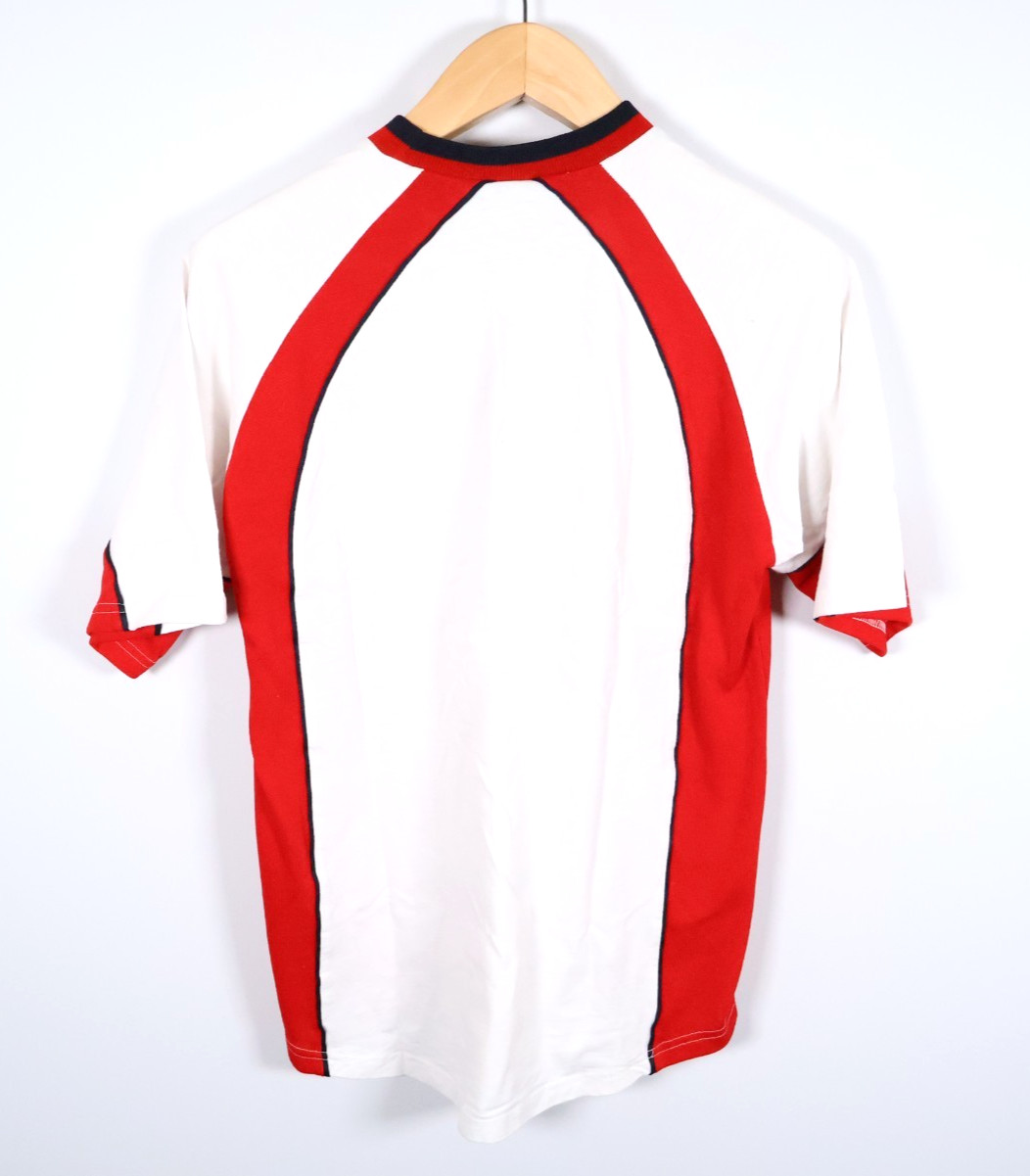 Diadora T-Shirt Men&rsquo;s Medium White Red Logo Embroidery Retro Soccer Cotton