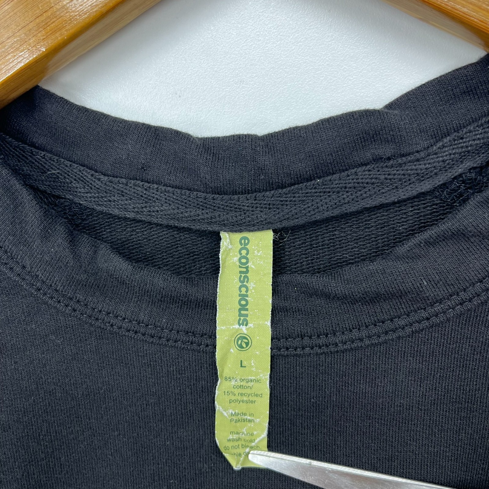 Econscious Long Sleeve T-Shirt Men&rsquo;s Size L Black Crew Neck Cotton Blend