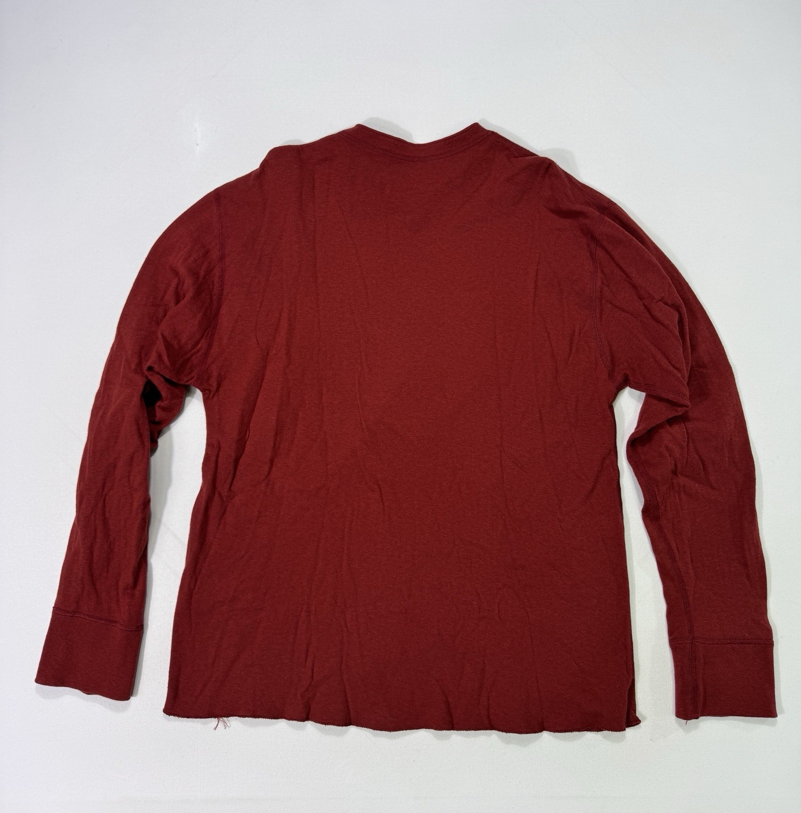 LL Bean River Drivers 2 Layer Thermal Henley Wool Men&rsquo;s Large Red Outdoorsman