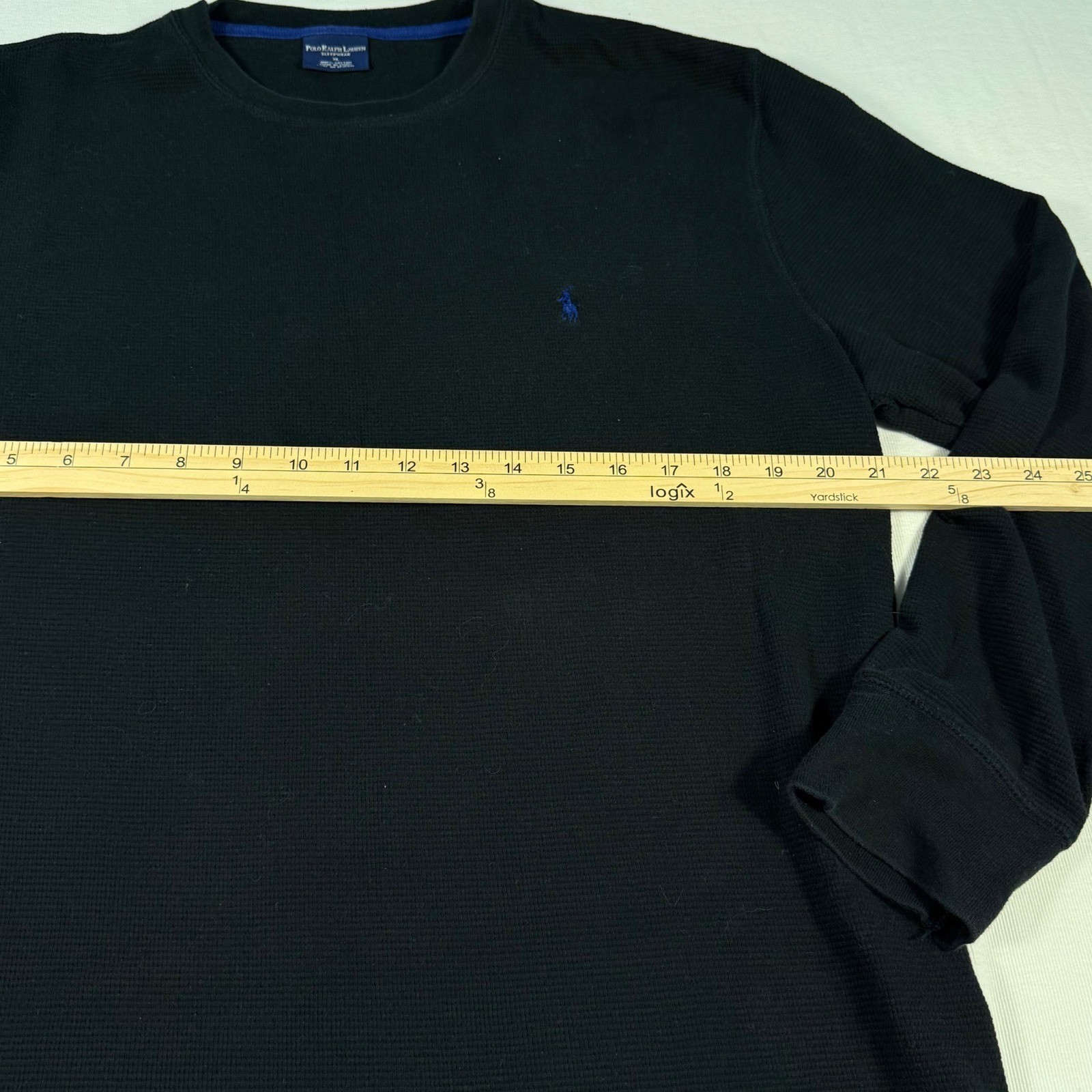 Polo Ralph Lauren Sleepwear XL Black Waffle Knit Long Sleeve Shirt