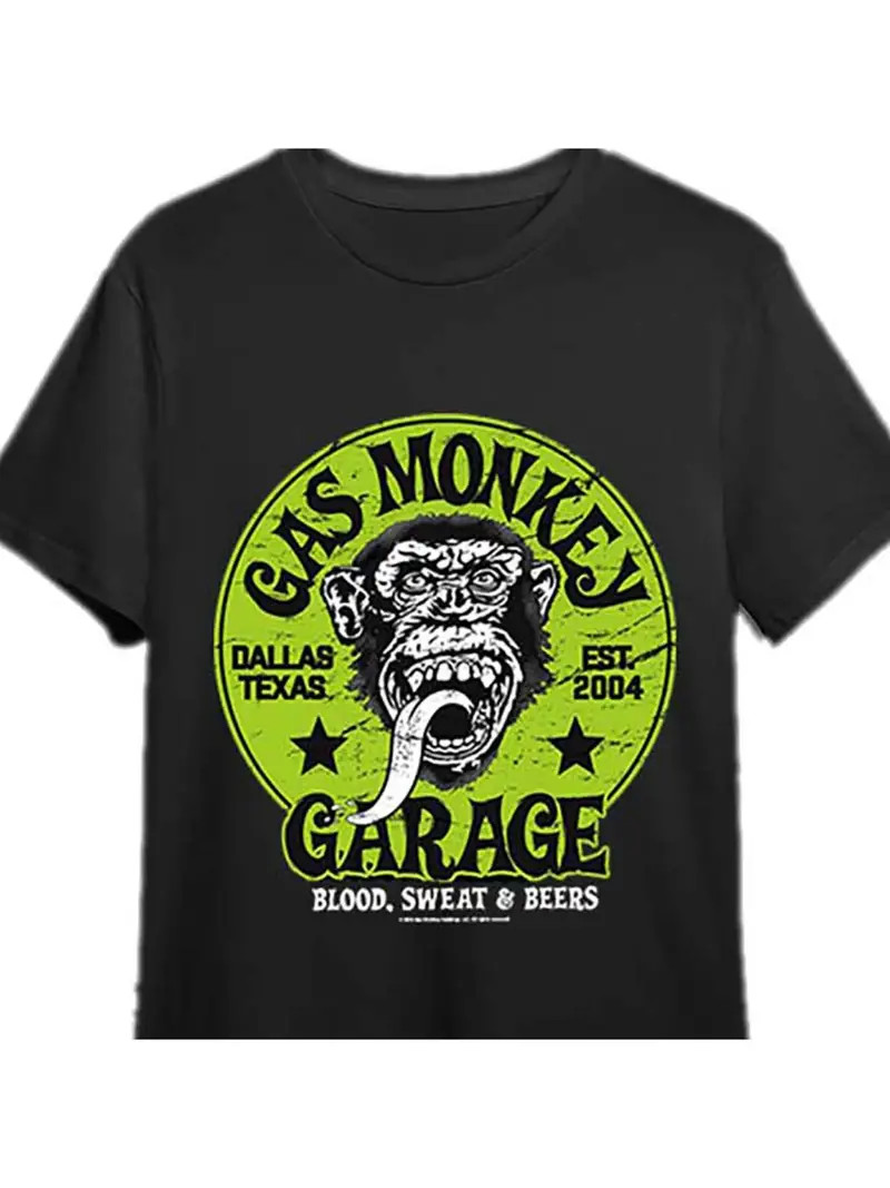 Gas Monkey Garage Men&rsquo;s Black T-Shirt – « Blood, Sweat & Beers » Graphic, 100% Cot