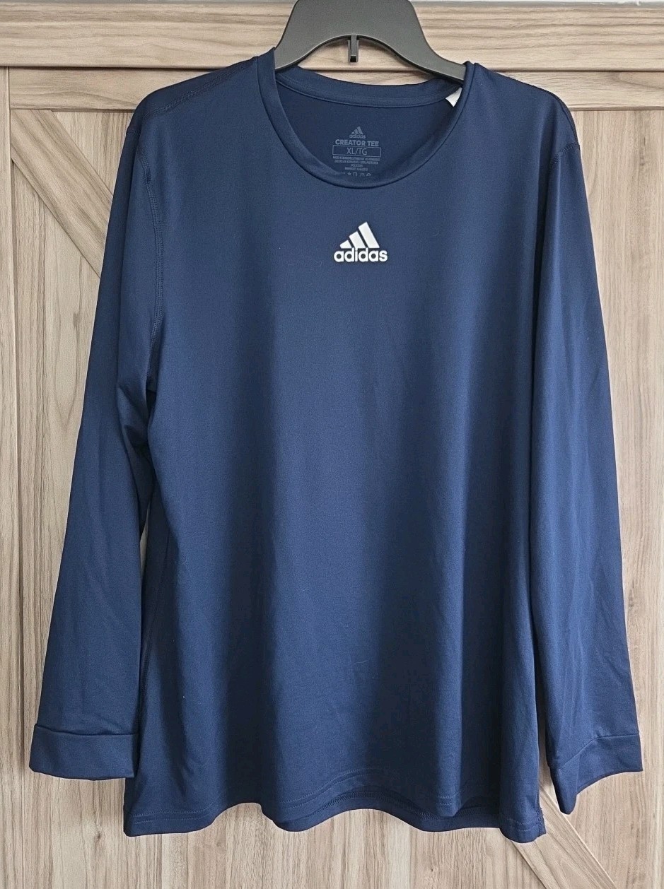 Adidas Creator Tee Men&rsquo;s Size XL Navy Blue & White Logo Athletic Pullover