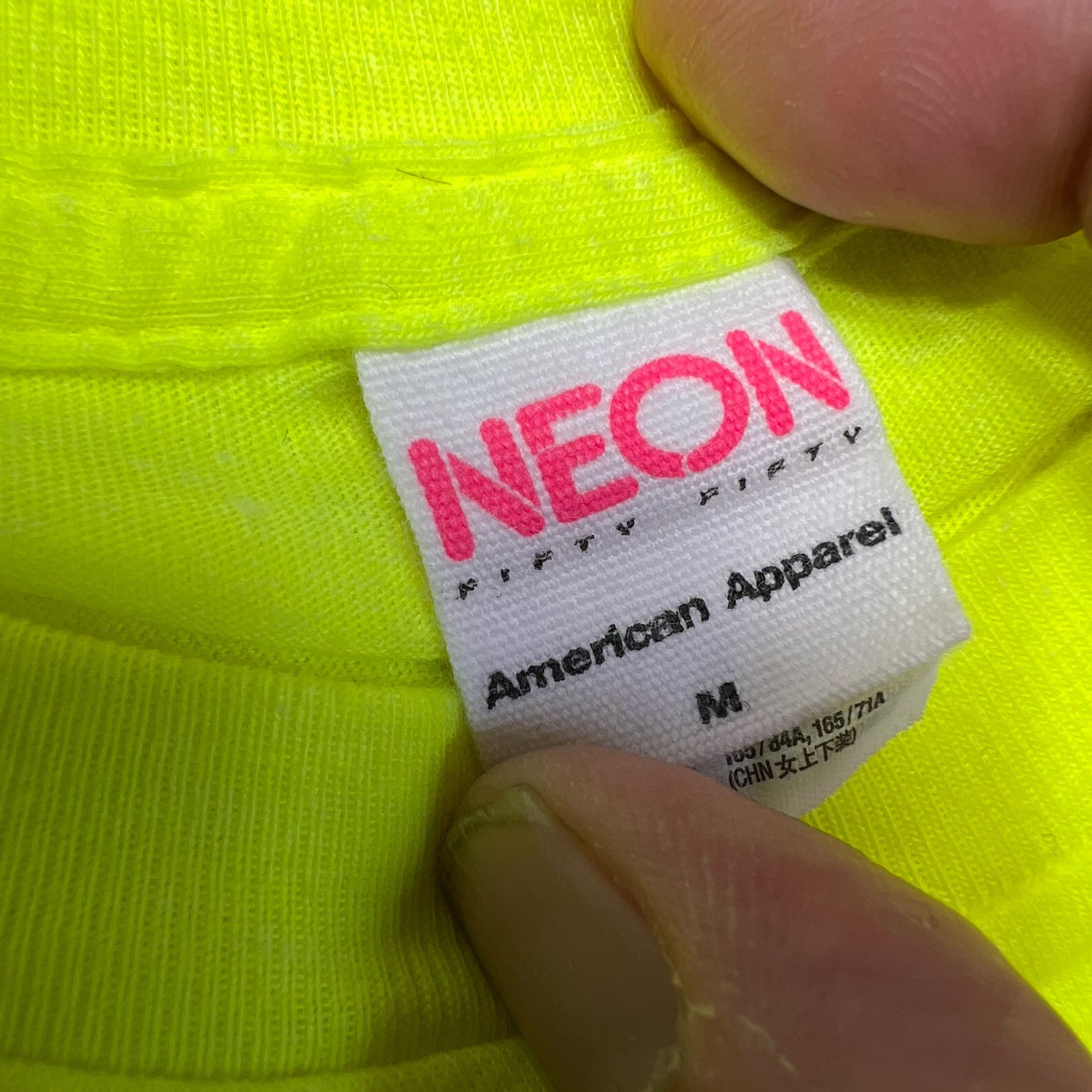 American Apparel NEON Yellow 50/50 T Shirt Cotton Blend USA Made Size Medium