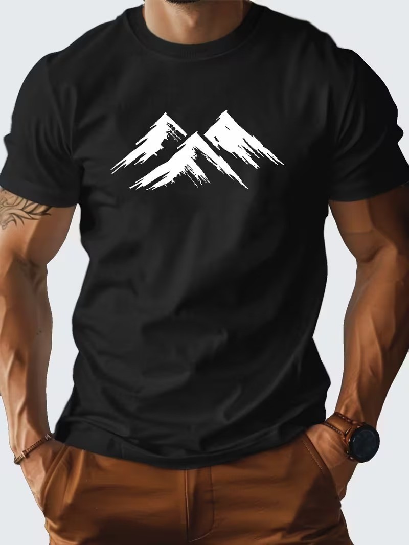 Mountain Peak Graphic T Shirt Minimal Nature Hiking Adventure Tee
