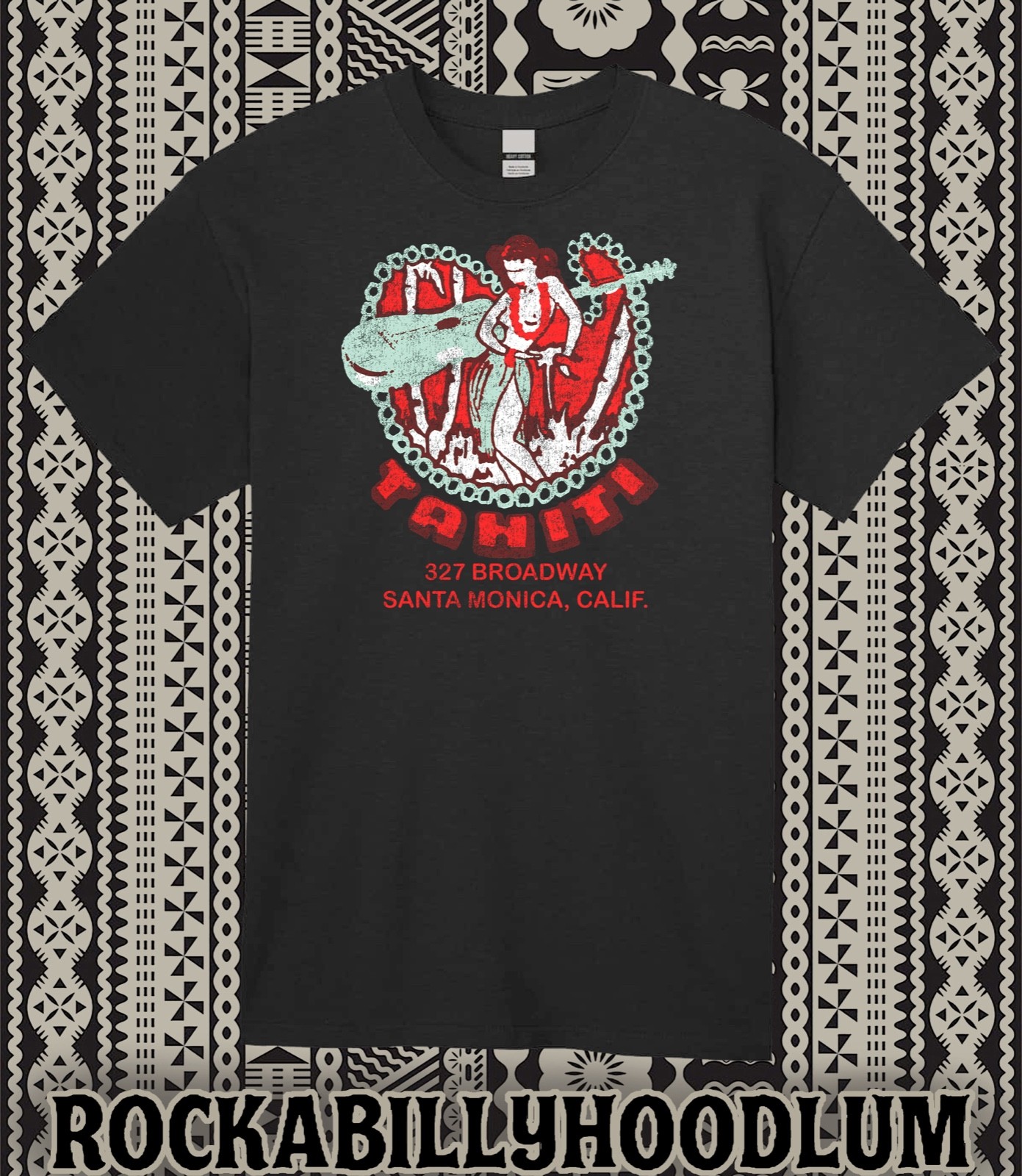 Retro Tiki Art Tee T Shirt Mug Restaurant Bar Lounge Tahiti Santa Monica CA