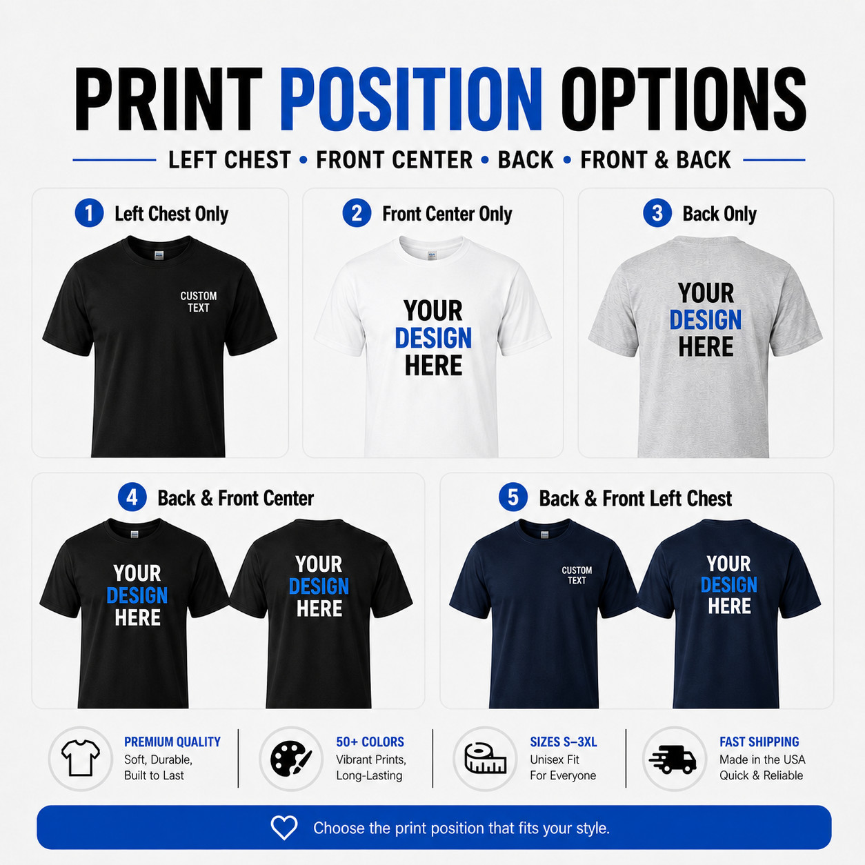 Plus Size Custom Text T-Shirt Personalized Crew Neck Tee 2XL-5XL retail & lot
