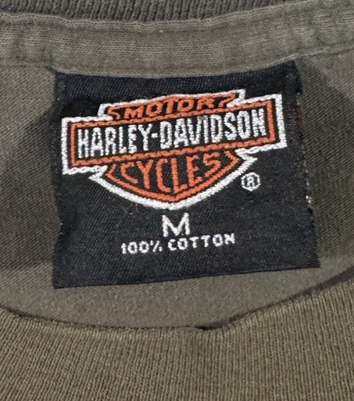 VTG Harley Davidson T-Shirt Mens Medium Green Long Sleeve ATX Central Texas USA