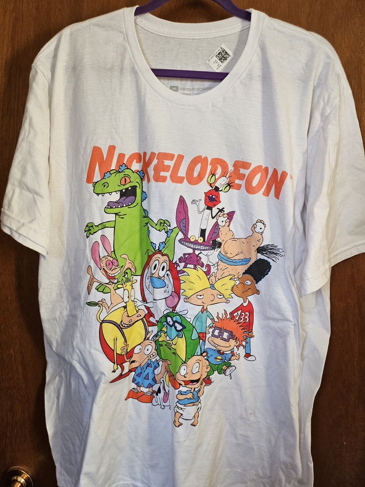 Nickelodeon Mens Shirt Size 2XL 2XLarge White RugRats Ren Stimpy Arnold Cartoons
