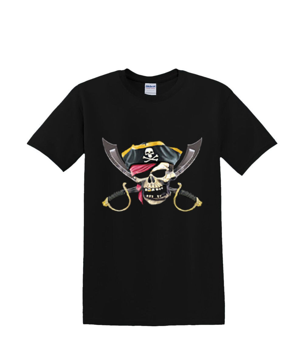 T-Shirt S to 2xl 3xl – PIRATE SKULL SWORDS fun humor adult